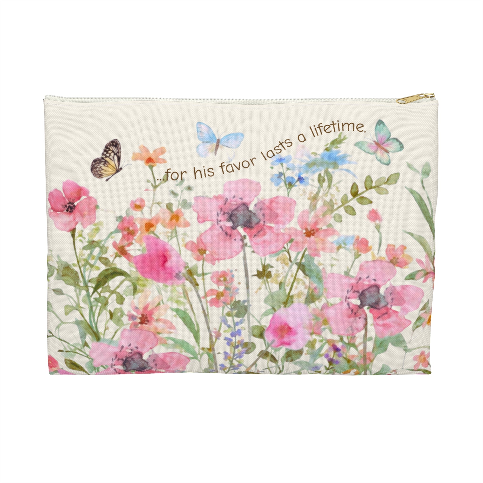 Wildflower Watercolor Accessory Pouch | Scripture Quote | Church Accessory Bag