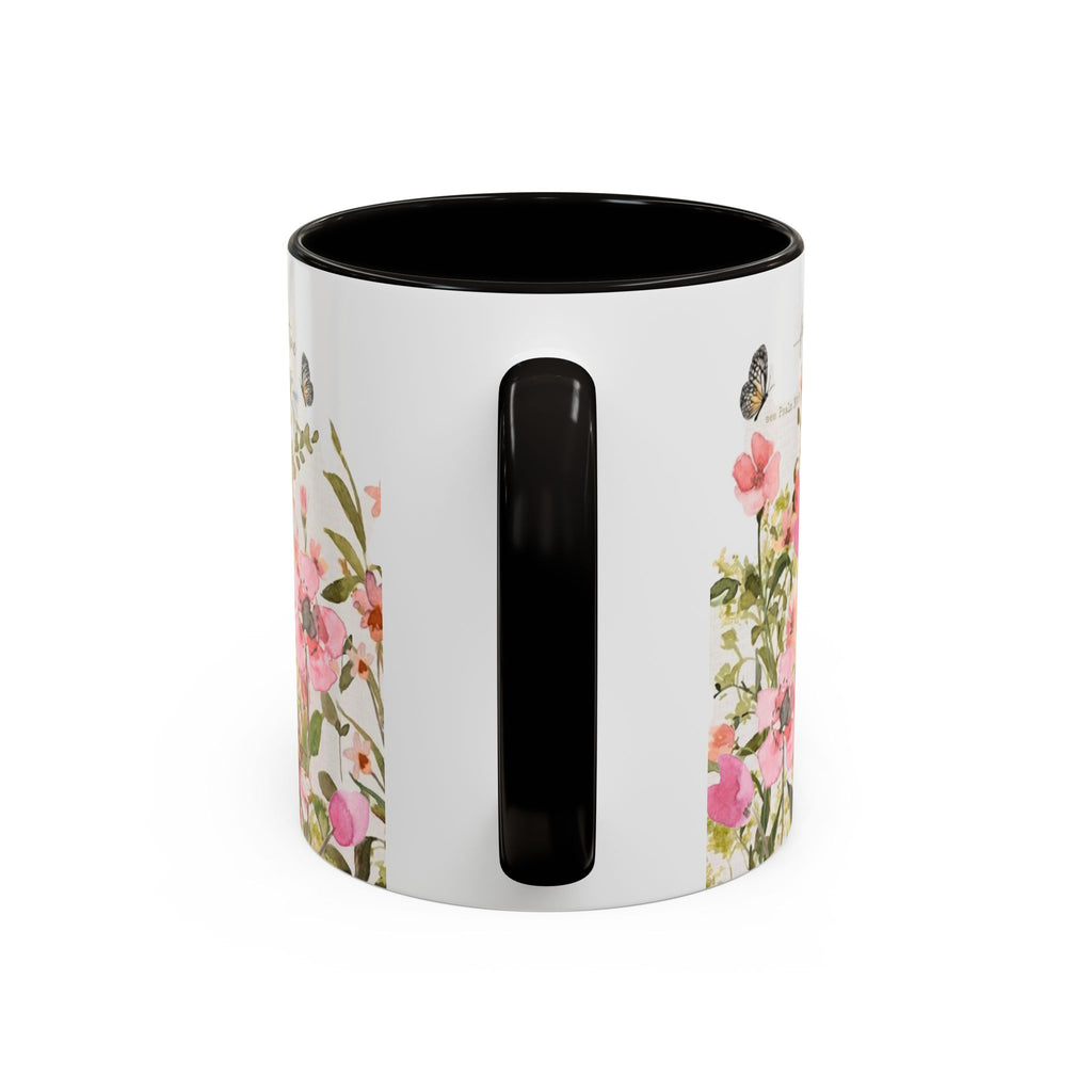 Pink Watercolor Wildflowers Mug | Butterfly Accent Scripture Coffee Cup Gift for Her