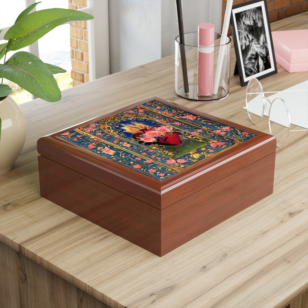 Catholic Keepsake Jewelry Box Immaculate Heart of Mary Storage Chest