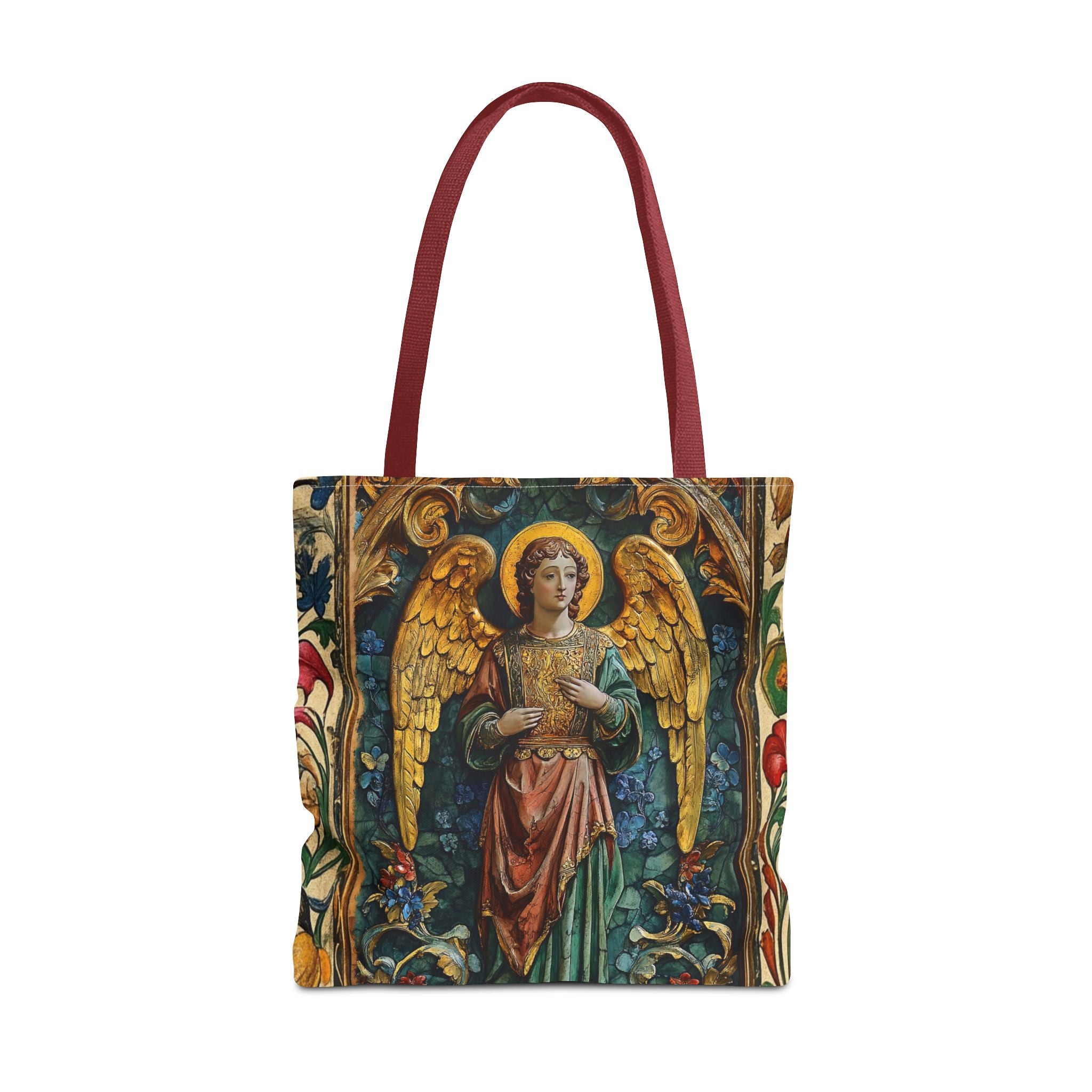 Medieval Manuscript Angel Tote | Ornate Religious Artwork, AOP Shoulder Bag Gift for Catholic