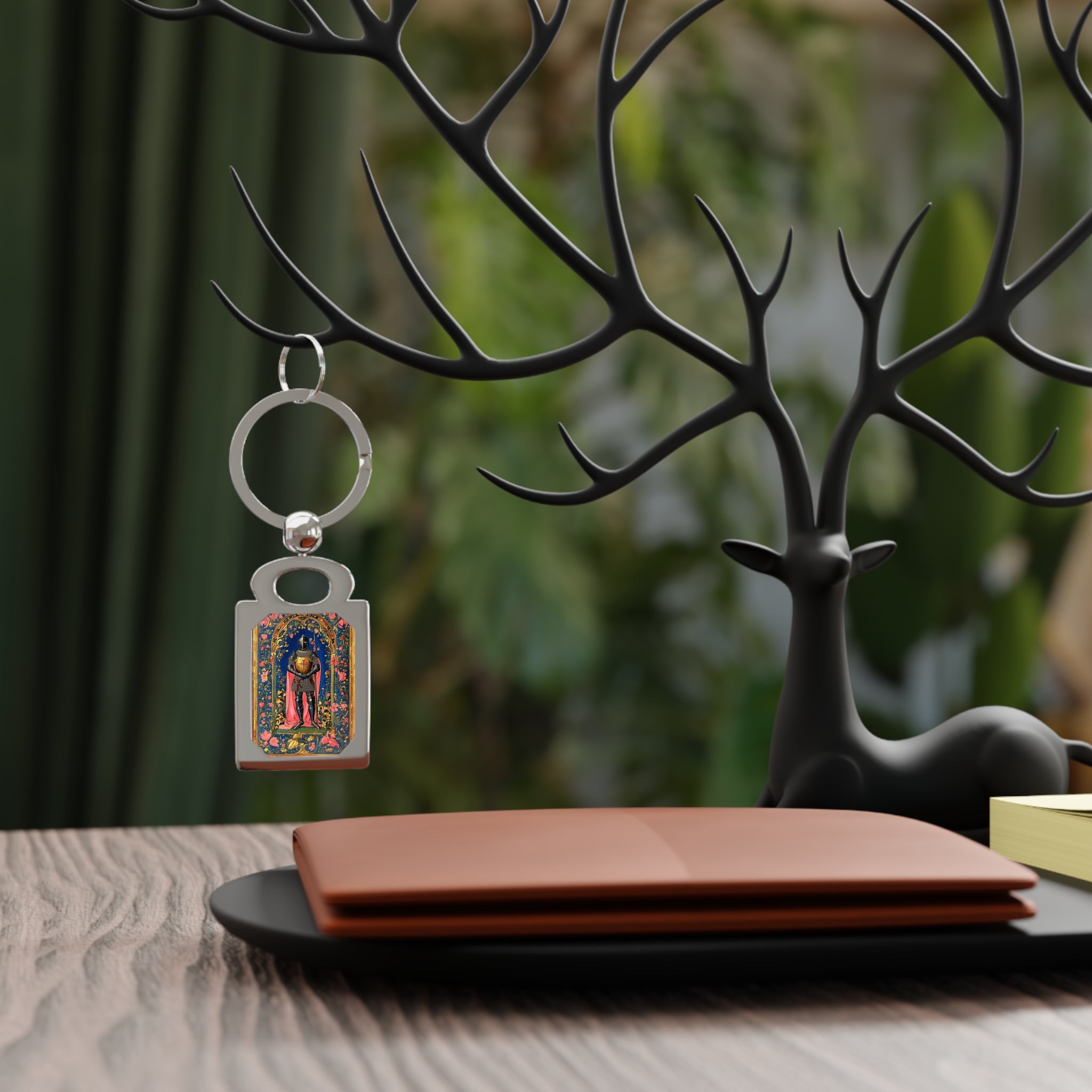Templar Knight Rectangle Photo Keyring | Medieval Religious Keychain