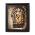 Gothic Window Madonna and Child Stained Glass Print Matte Canvas, Framed