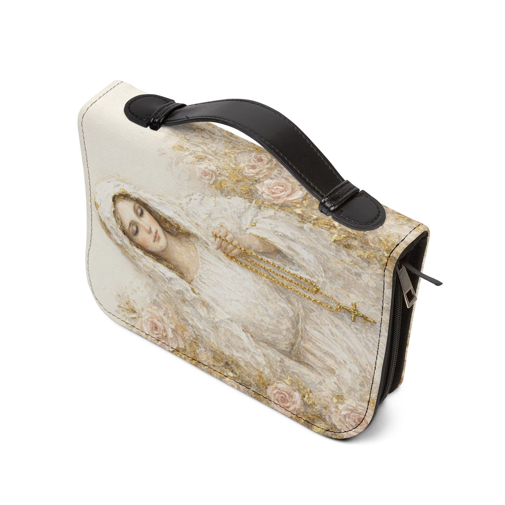 Our Lady of the Rosary Bible Cover | Zippered Scripture Organizer | Bible Carrying Case