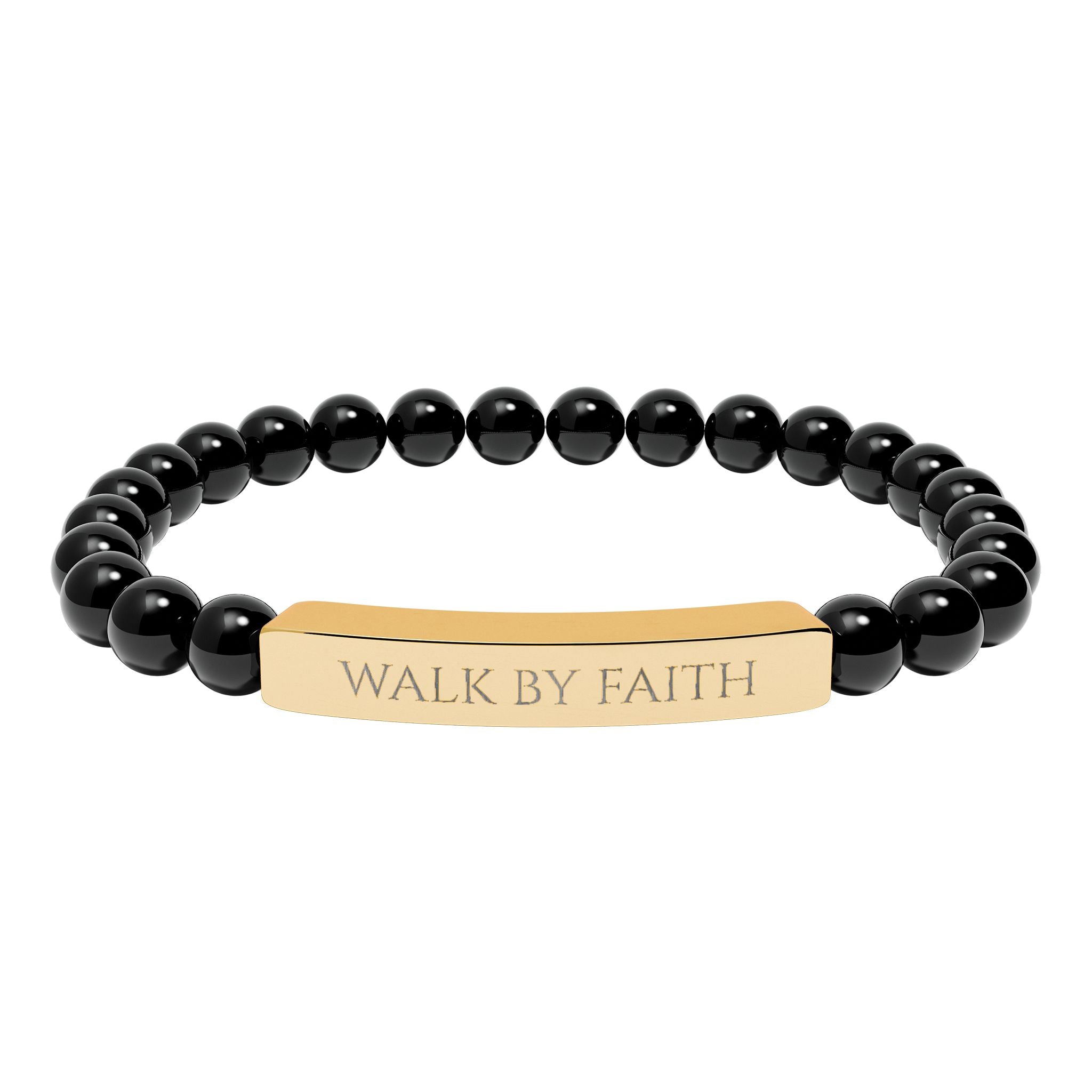 Walk By Faith bar bracelet Natural Stone Stretch Bracelet | Christian Scripture Jewelry