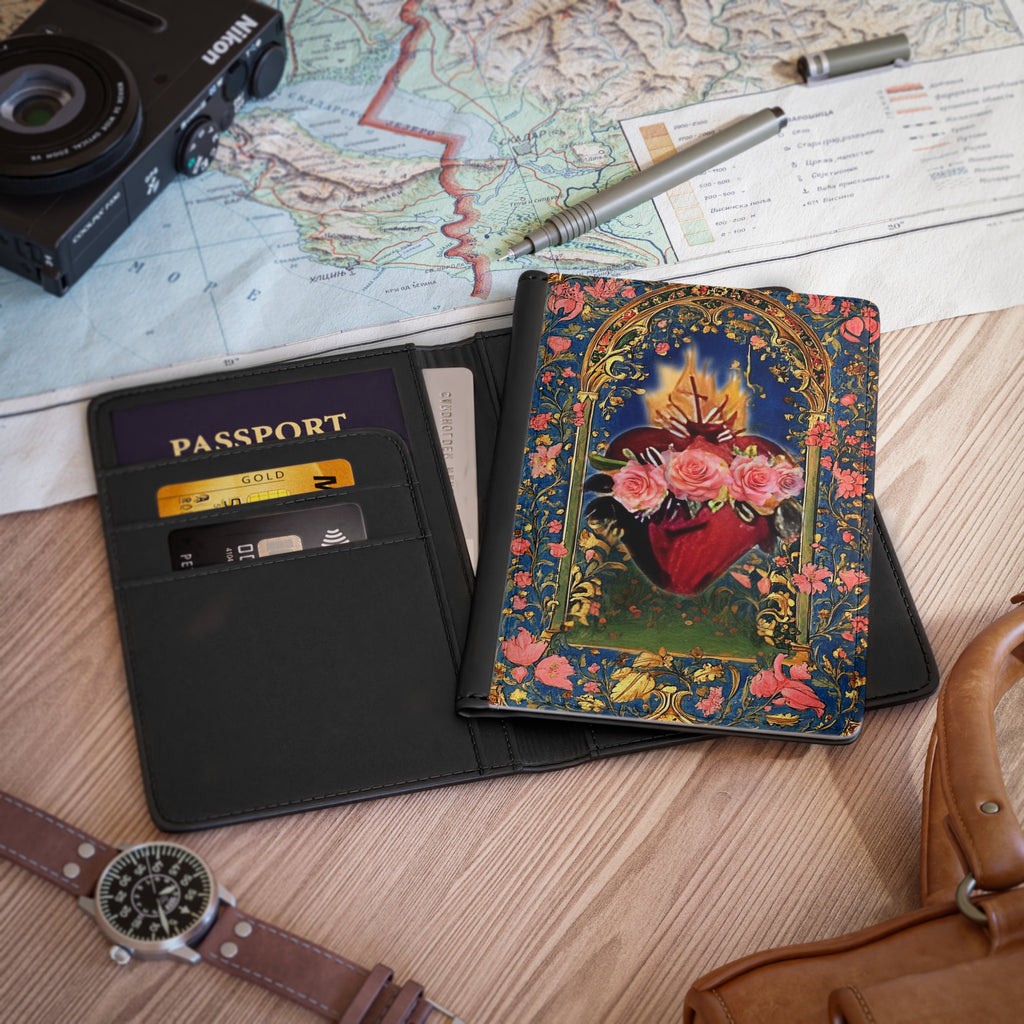 Immaculate Heart of Mary Travel Wallet Passport Cover | Catholic Medieval Renaissance RFID-Blocking