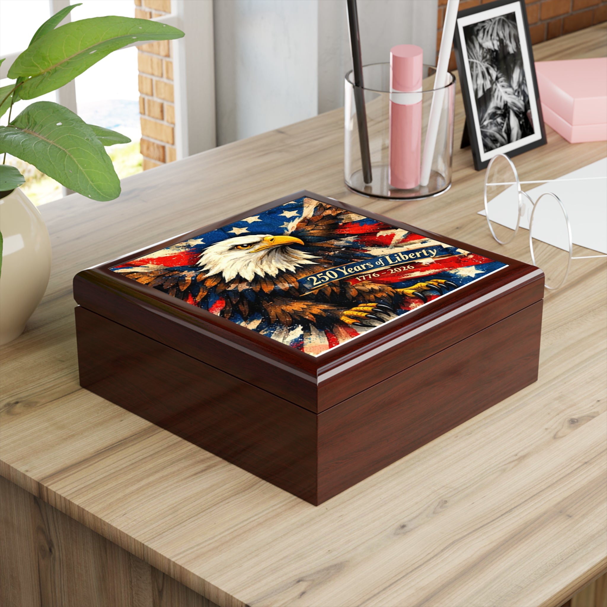 American 250th Anniversary Patriotic Keepsake Box | Veteran Jewelry Box Gift