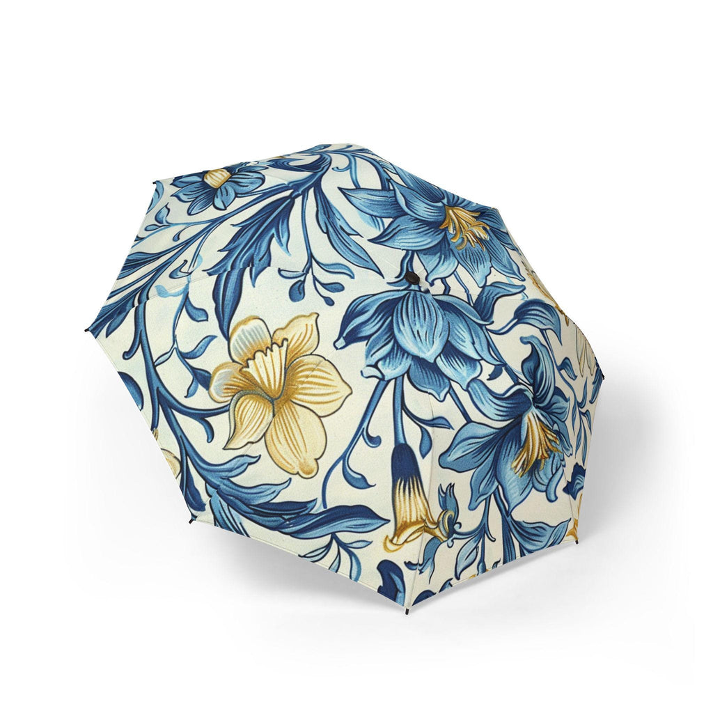 William Morris Blue Floral Foldable Umbrella | Patterned Rain Parasol