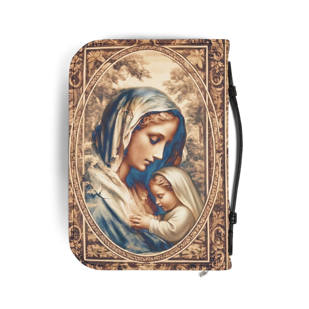 Sepia tone Madonna and Child Bible Cover | Religious Scripture Bible Zippered Case Catholic Gift