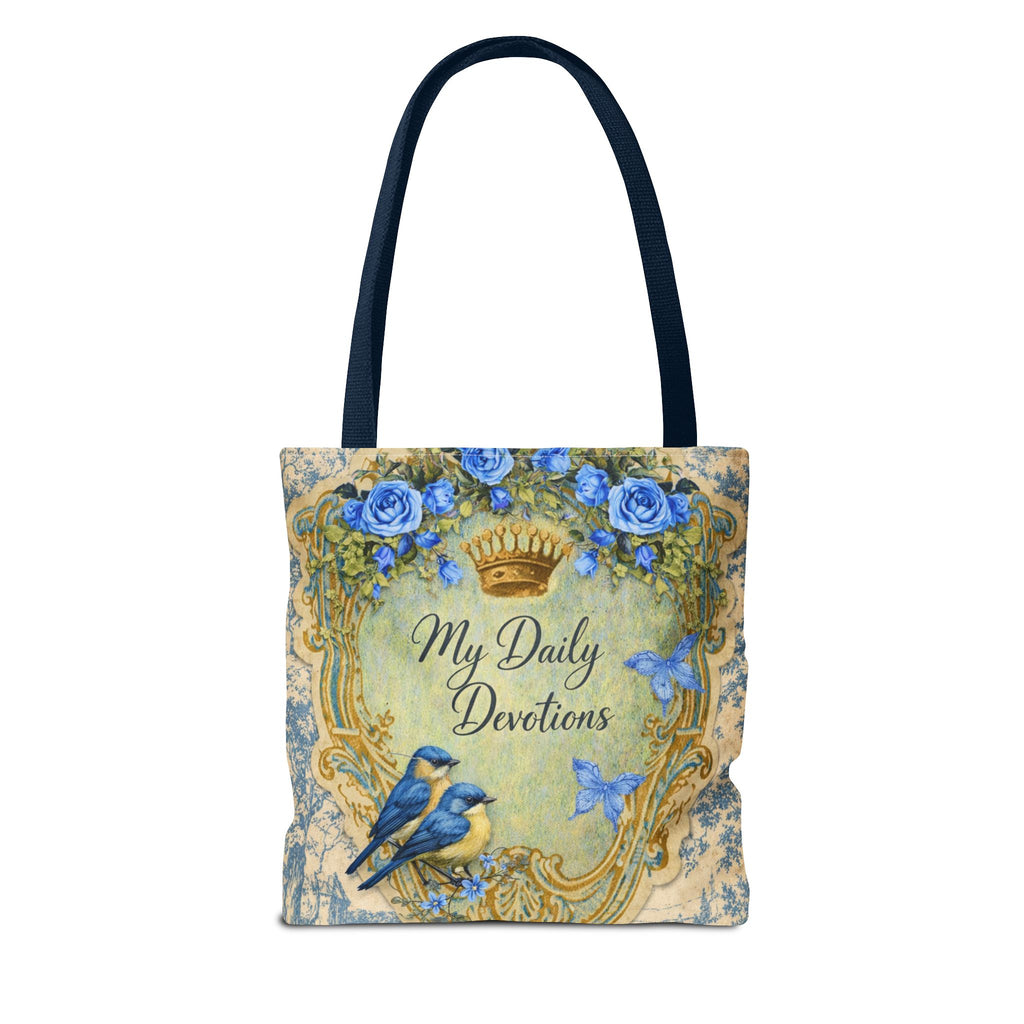 Daily Devotions Tote Bag | Bluebird Toile Bible Study Accessory | Christian Shoulder Bag