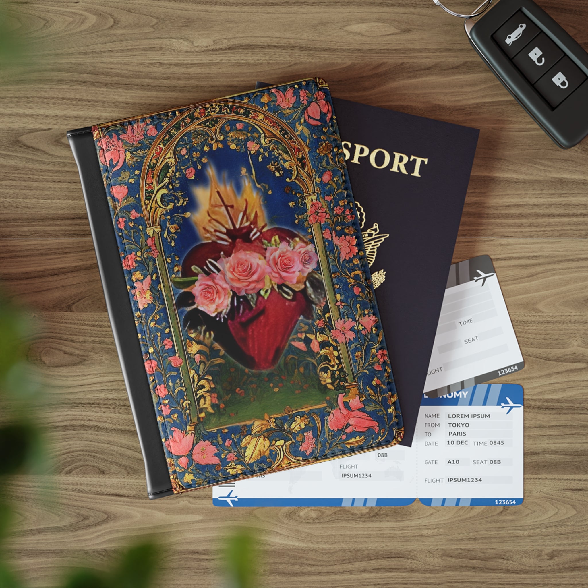 Immaculate Heart of Mary Travel Wallet Passport Cover | Catholic Medieval Renaissance RFID-Blocking