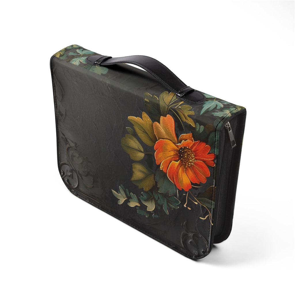 3D IMAGE Floral Bible Cover | Floral Design | Christian Gift | Vegan Leather Bible Case with Handle & Zipper | Bible Study Accessory