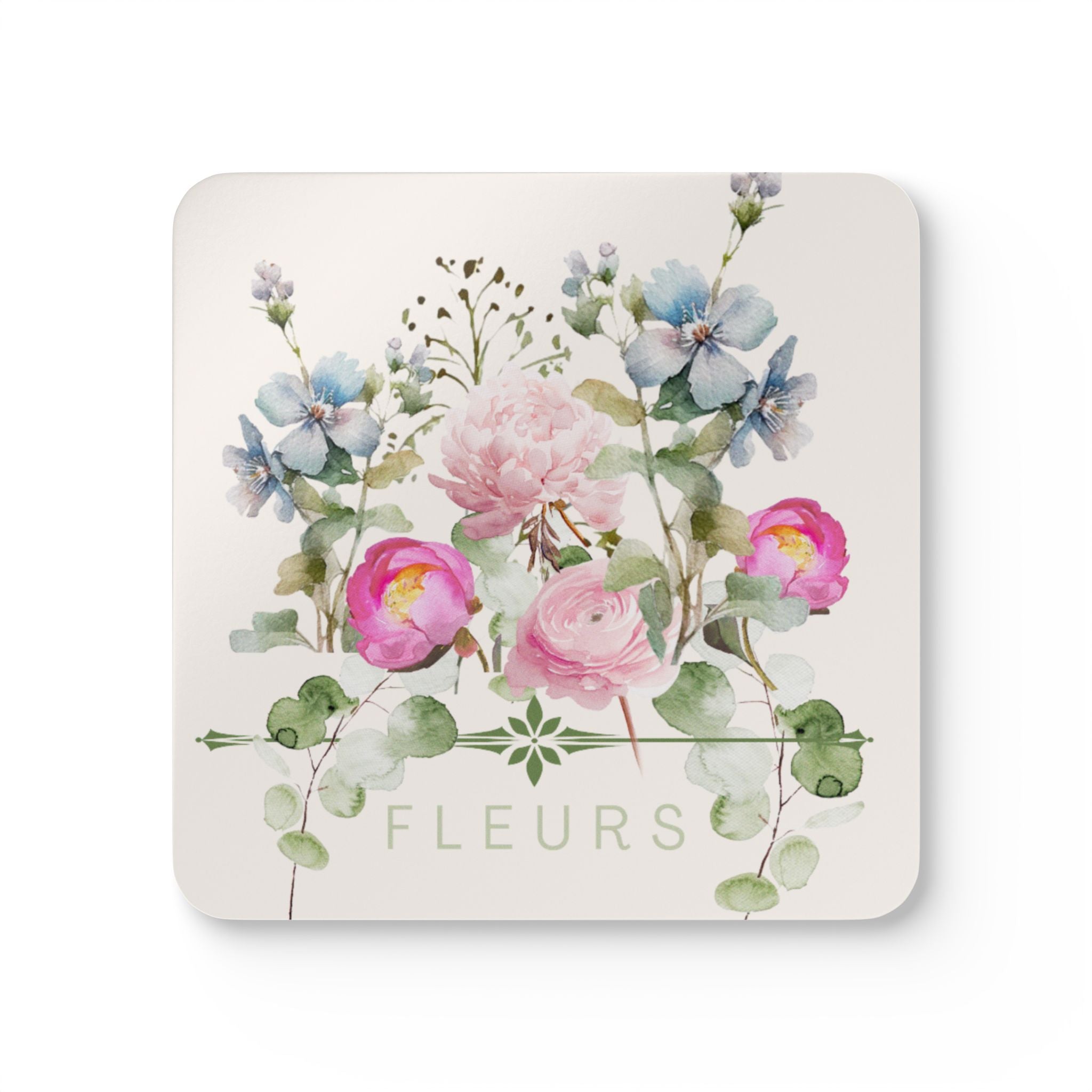 French Florals Corkwood Coaster Set | Pretty Gift for Home Decor House Warming