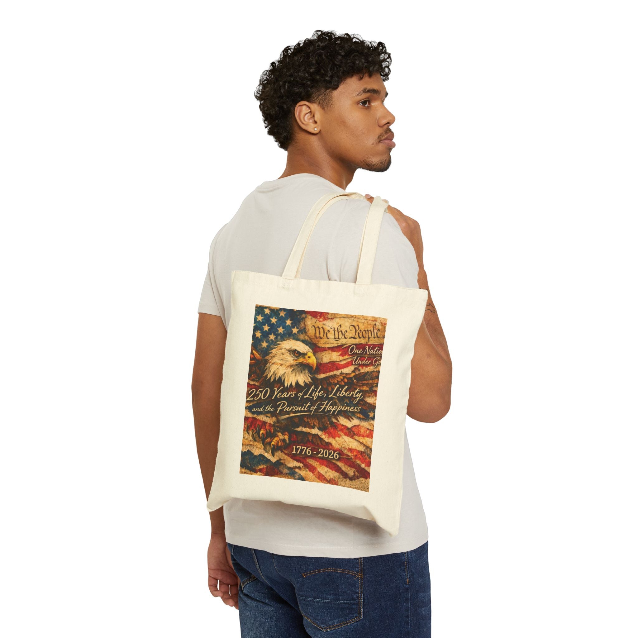 We the People Eagle Flag 250 Years Tote Bag | 1776-2026 Patriotic Canvas