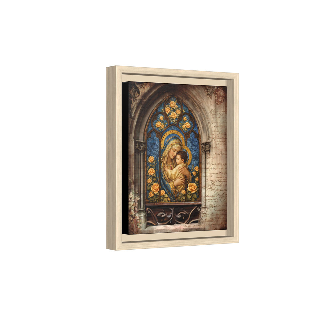 Madonna and Child Stained Glass Print Matte Canvas, Framed