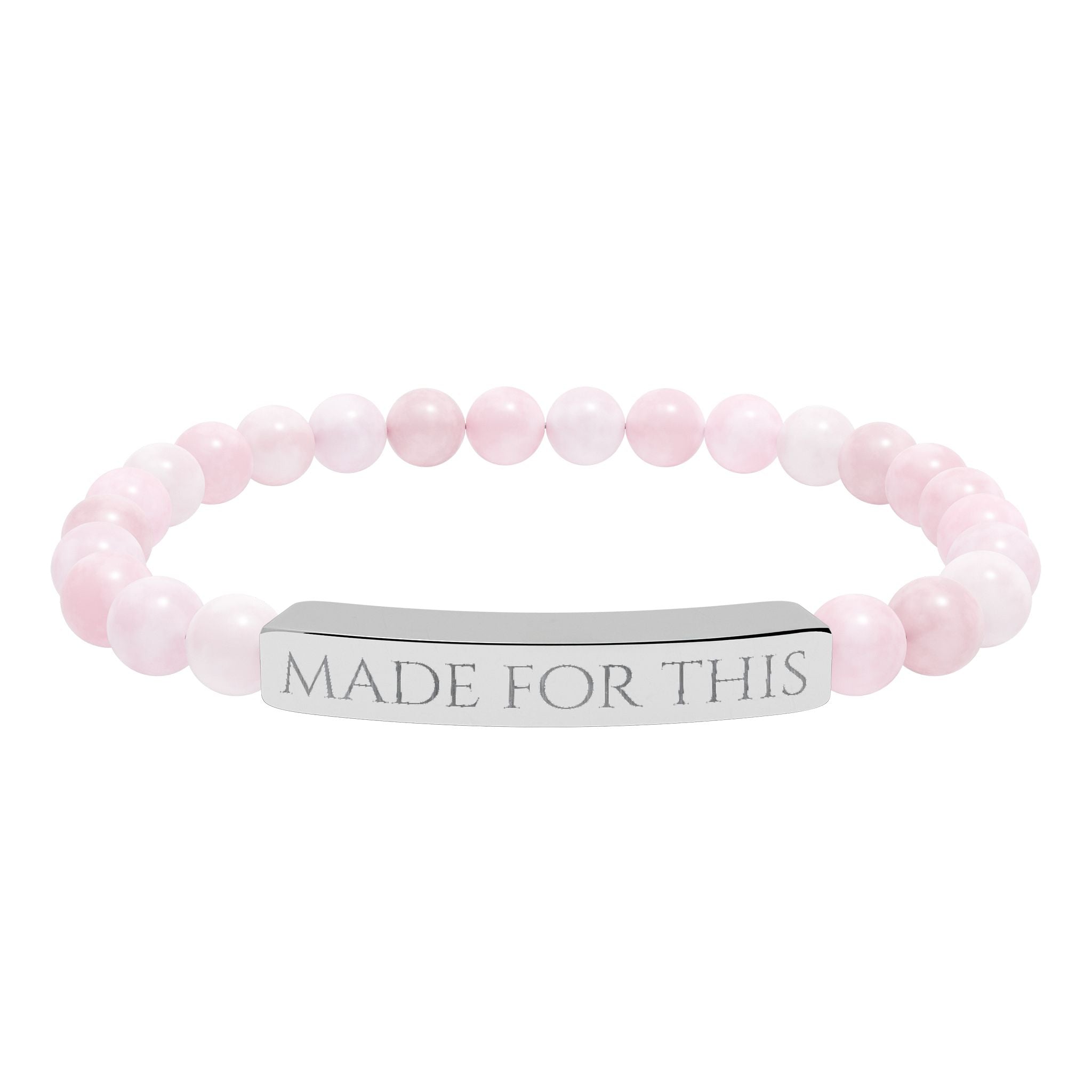 MADE FOR THIS Natural Stone Stretch Bar Bracelet | Engraved Christian Bracelet