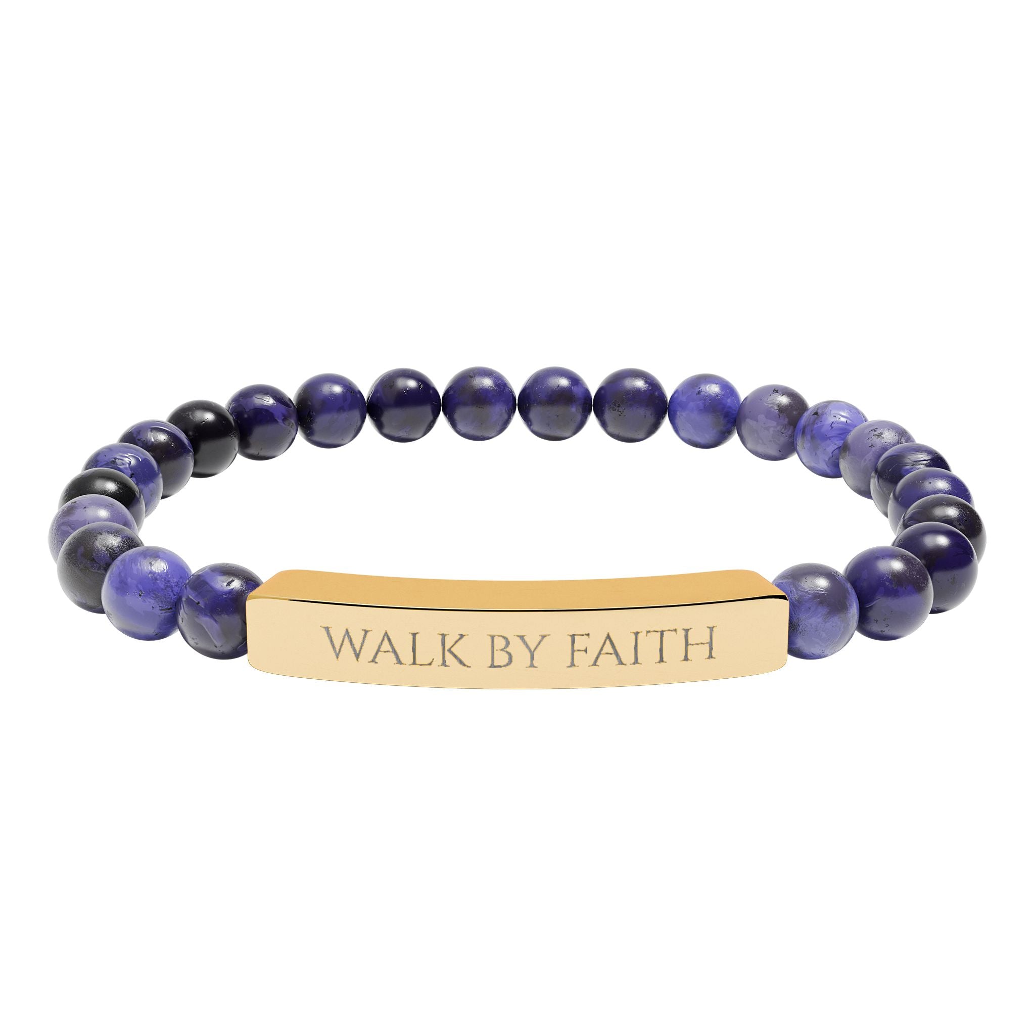 Walk By Faith bar bracelet Natural Stone Stretch Bracelet | Christian Scripture Jewelry