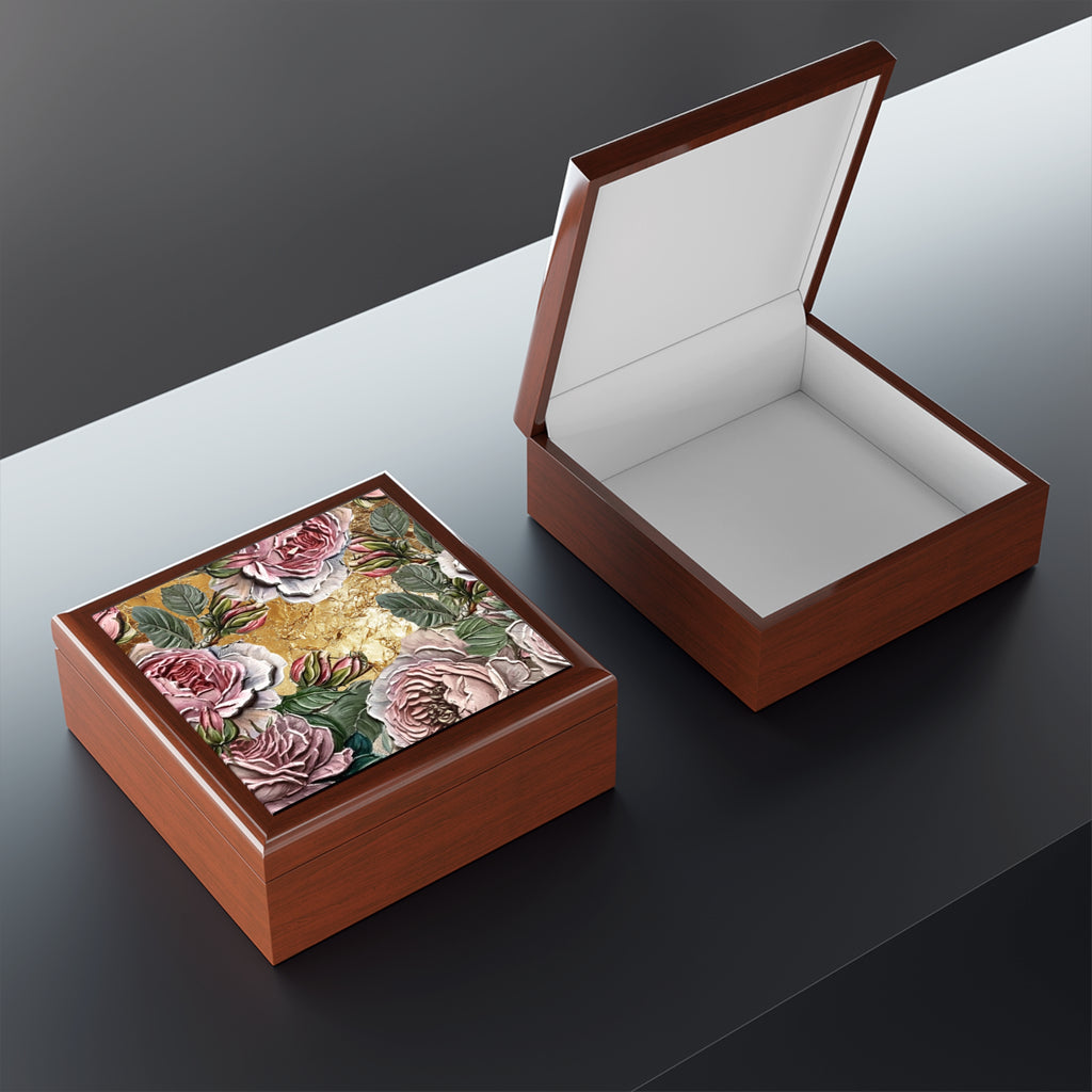 Floral Keepsake Roses Memory Box Jewelry Box | Personalized Engraved