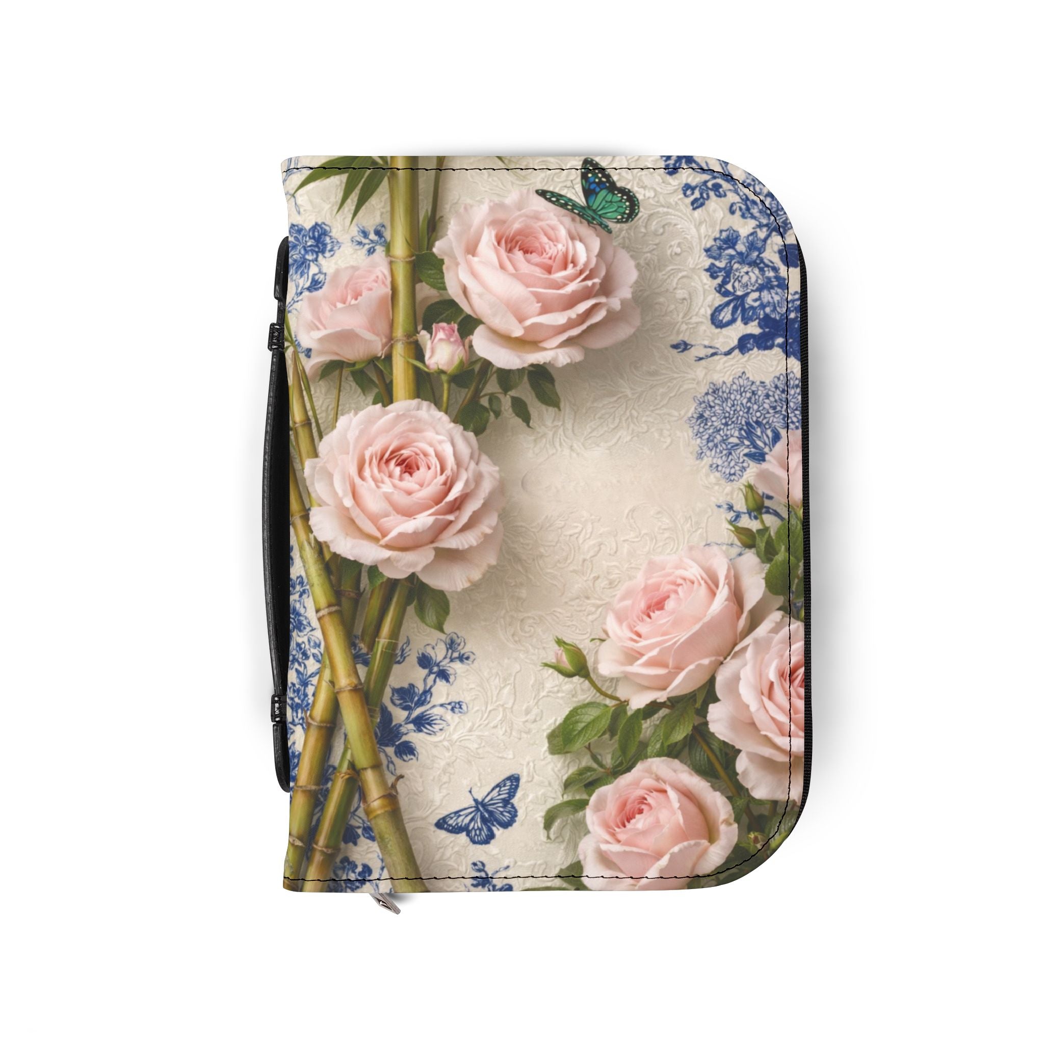Guatemalan Roses Bible Cover | Zippered Missal Cover with Handle | Personalized Bible Case