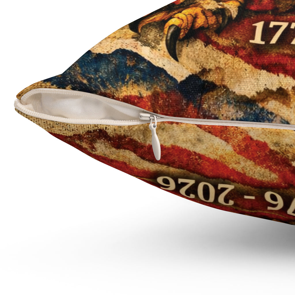 250 Years of Life Liberty and the Pursuit of Happiness Square Pillow | Bald Eagle American Flag 1776-2026