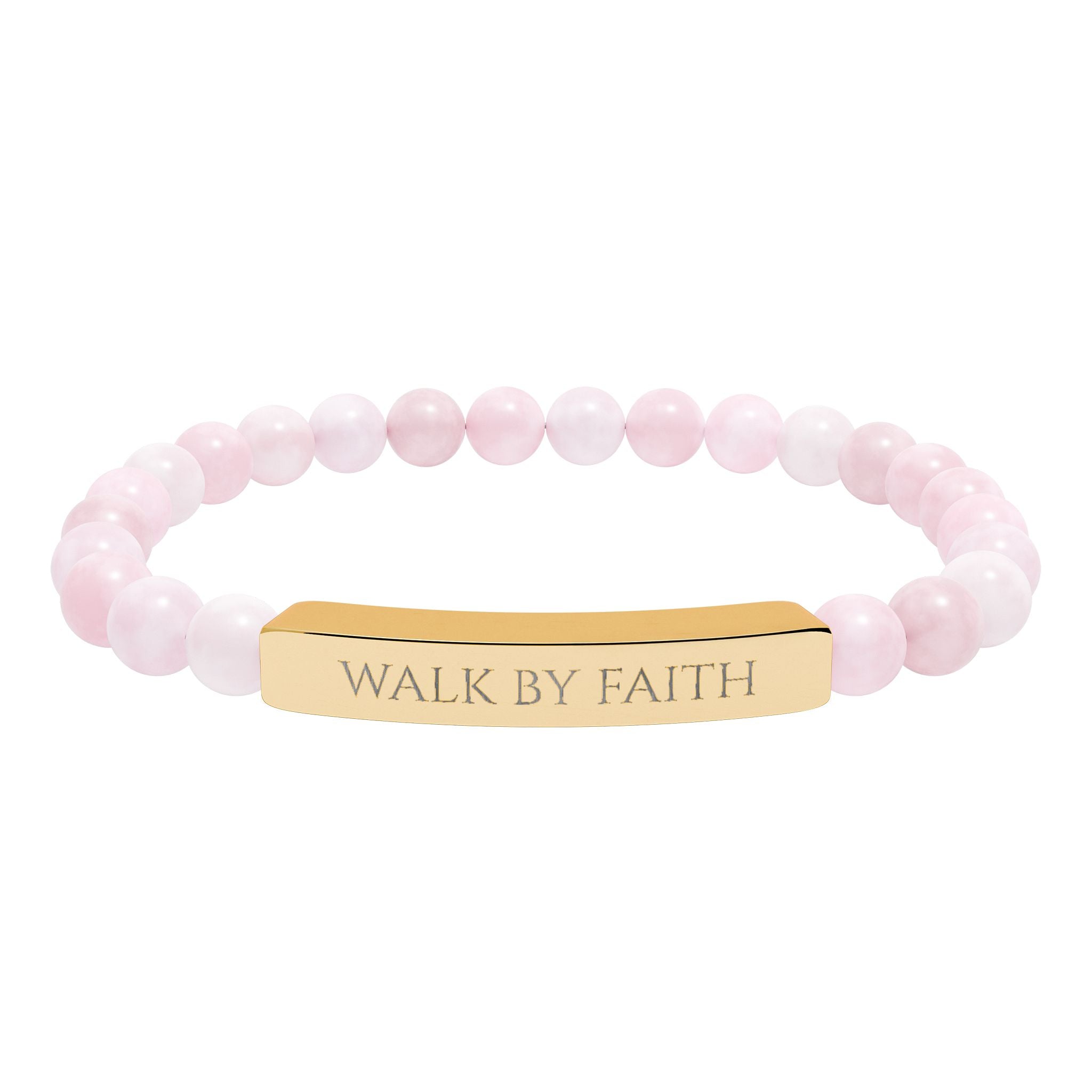 Walk By Faith bar bracelet Natural Stone Stretch Bracelet | Christian Scripture Jewelry