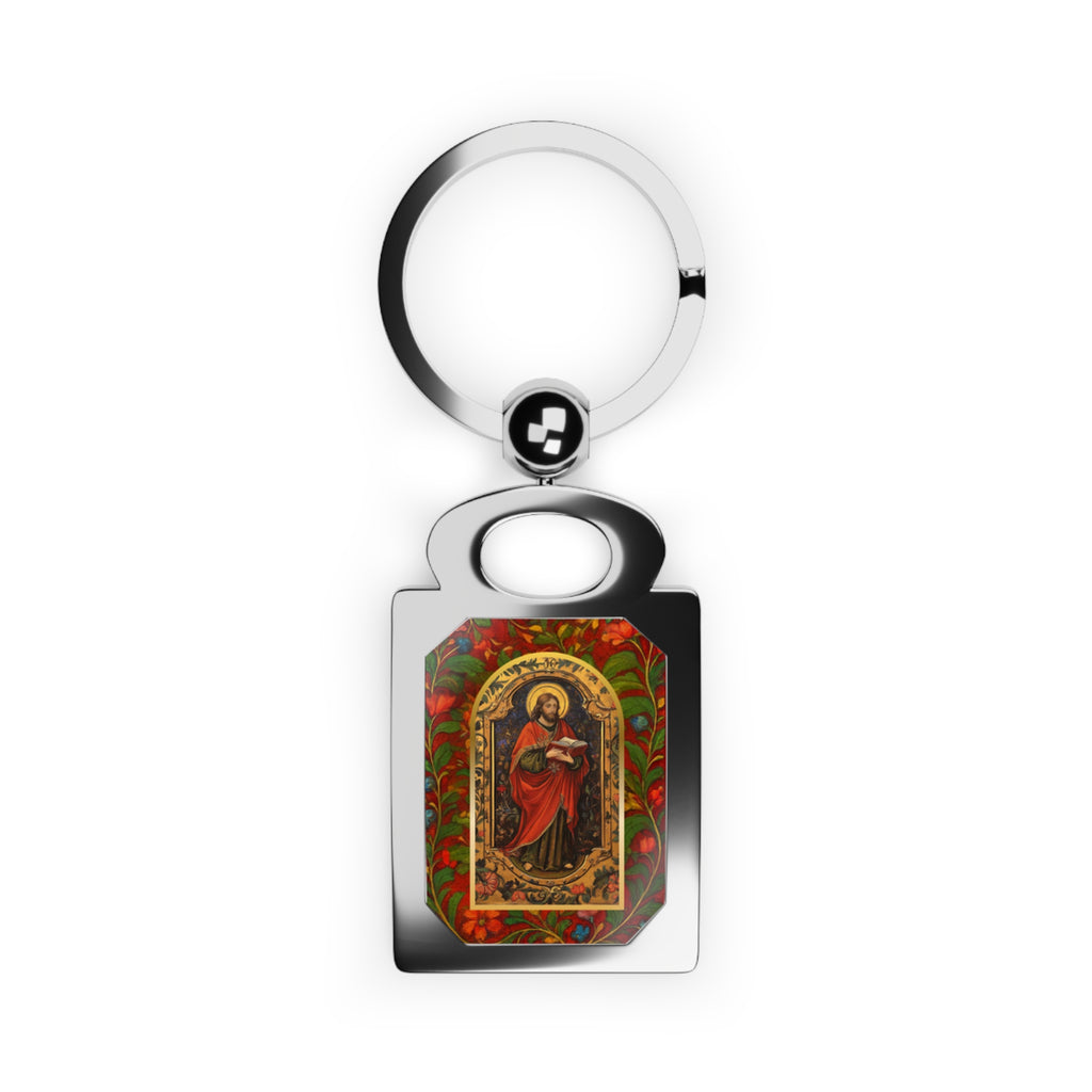 Christ the Teacher Medieval Manuscript Rectangle Photo Keyring | Religious Iconography Church Gift