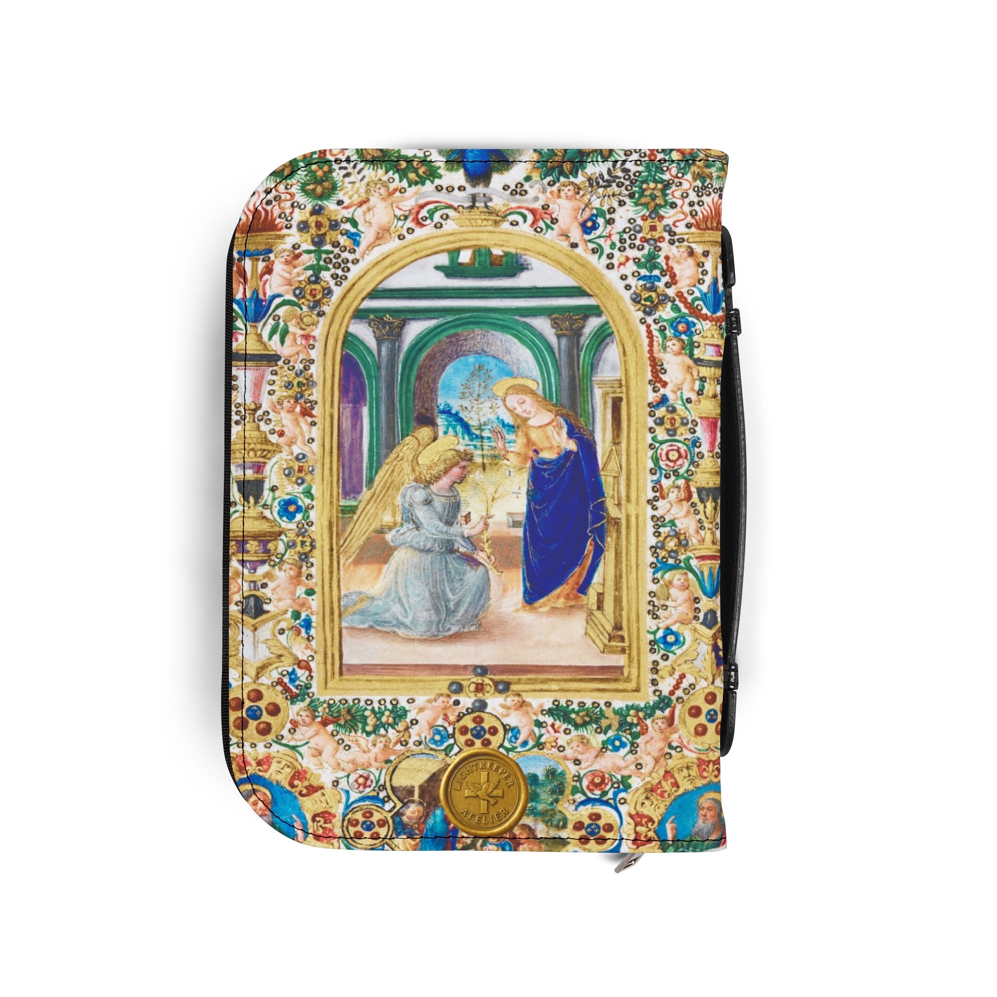 Virgin Mary Floral Icon Bible Cover | Zippered Scripture Holder Gift for Christian woman