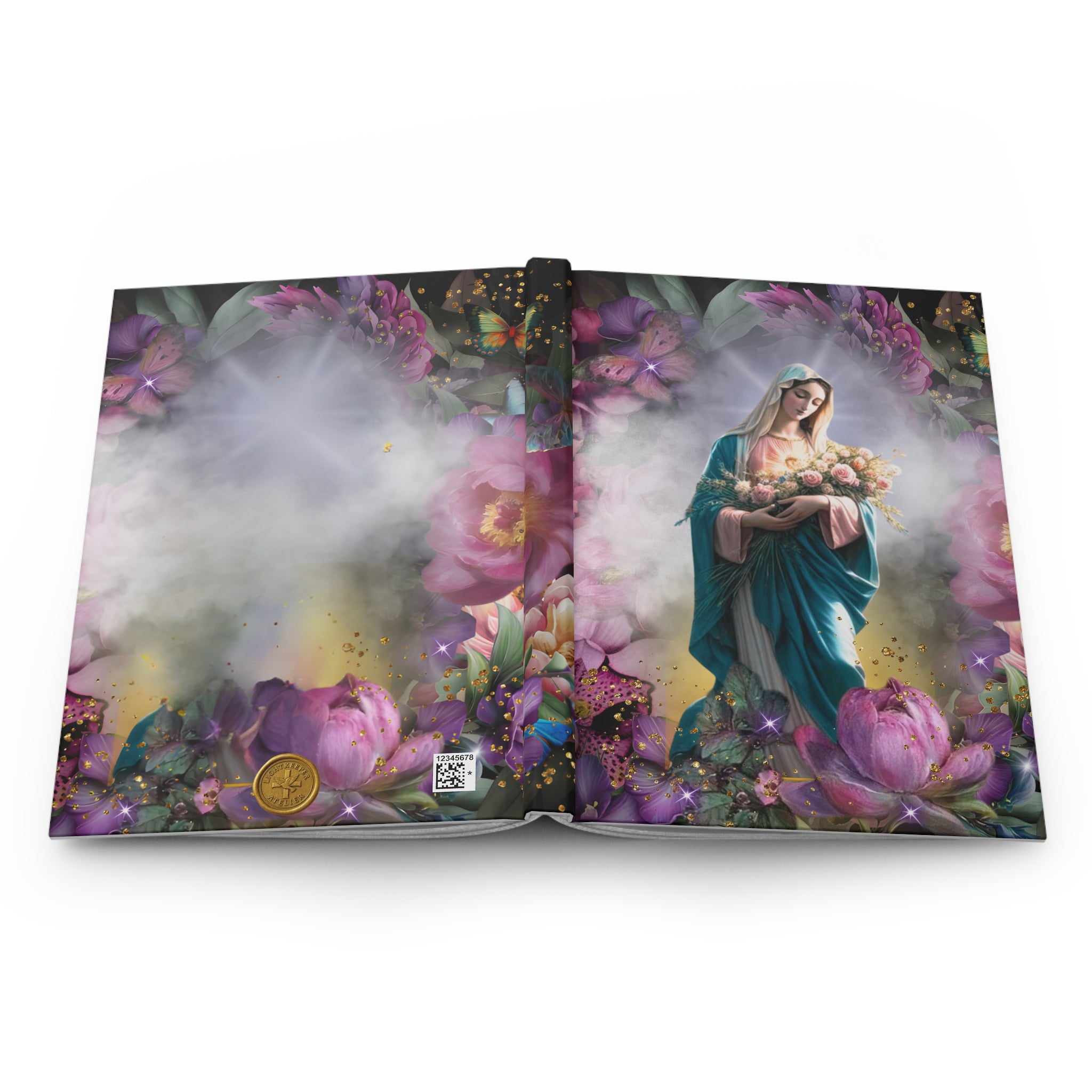 Virgin Mary Floral Journal | Hardcover Notebook, Religious Prayer Journal