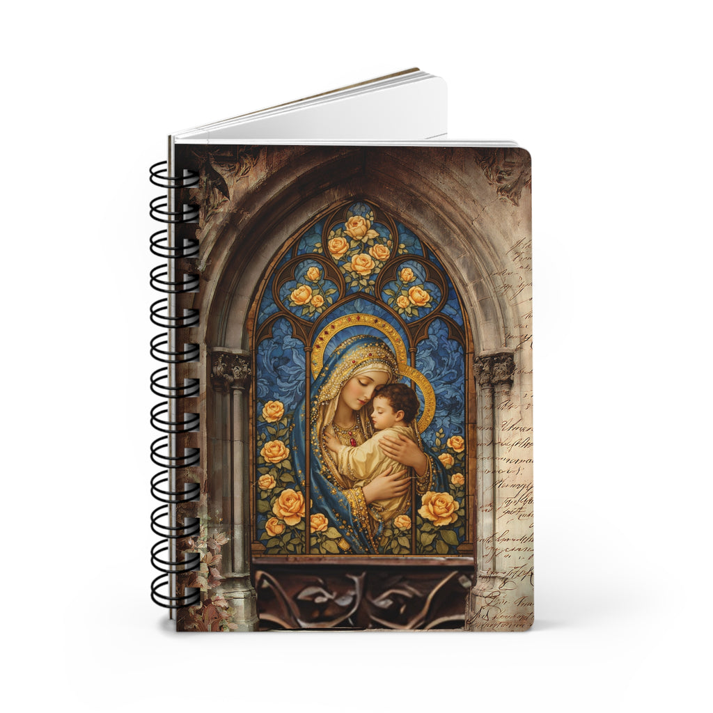 Gothic Madonna and Child Spiral Bound Journal | Vintage Church Window Notebook