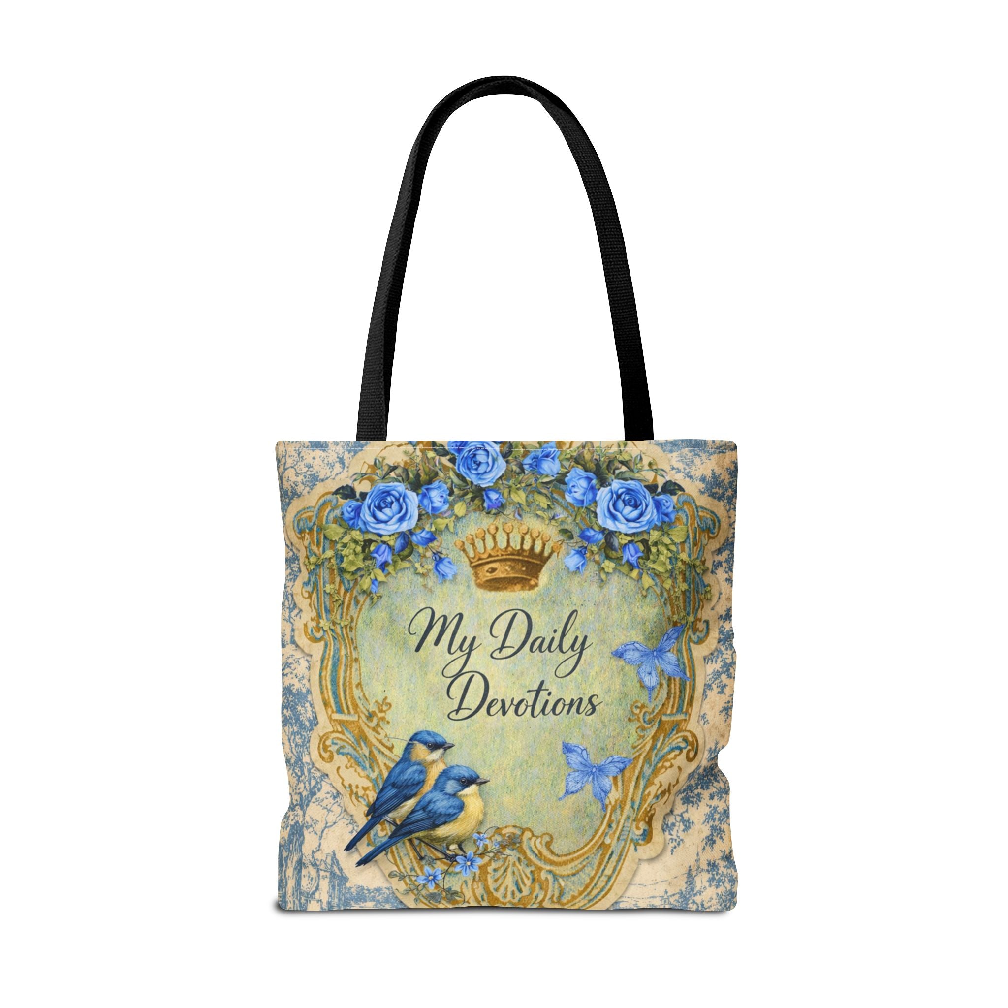 Daily Devotions Tote Bag | Bluebird Toile Bible Study Accessory | Christian Shoulder Bag