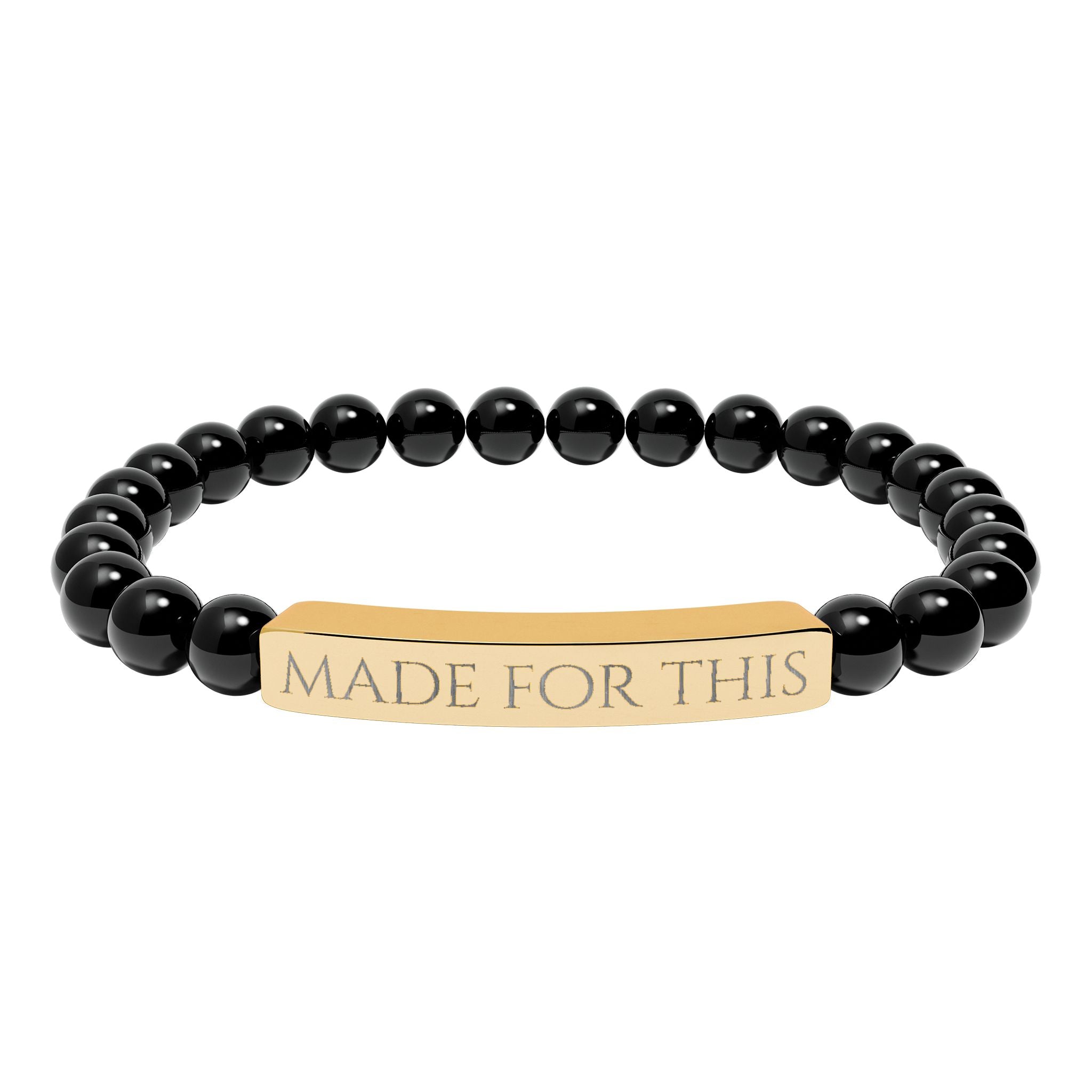 MADE FOR THIS Natural Stone Stretch Bar Bracelet | Engraved Christian Bracelet