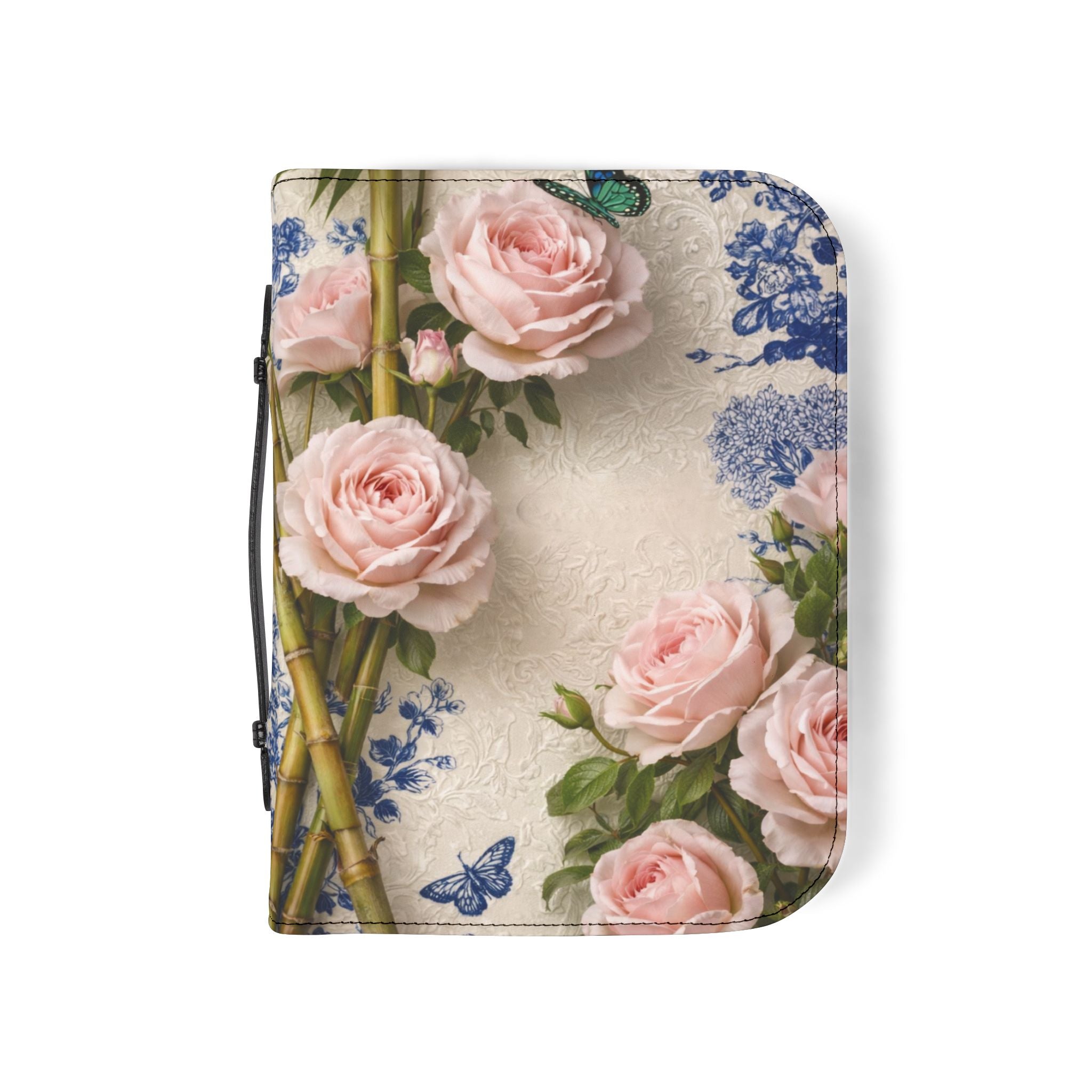 Guatemalan Roses Bible Cover | Zippered Missal Cover with Handle | Personalized Bible Case
