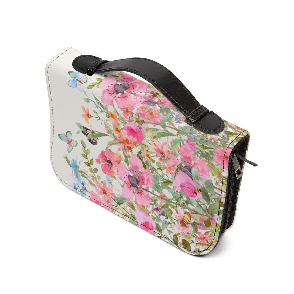 Floral Meadow Bible Cover | Pink Wildflowers, Butterflies, Missal Cover Bible Case