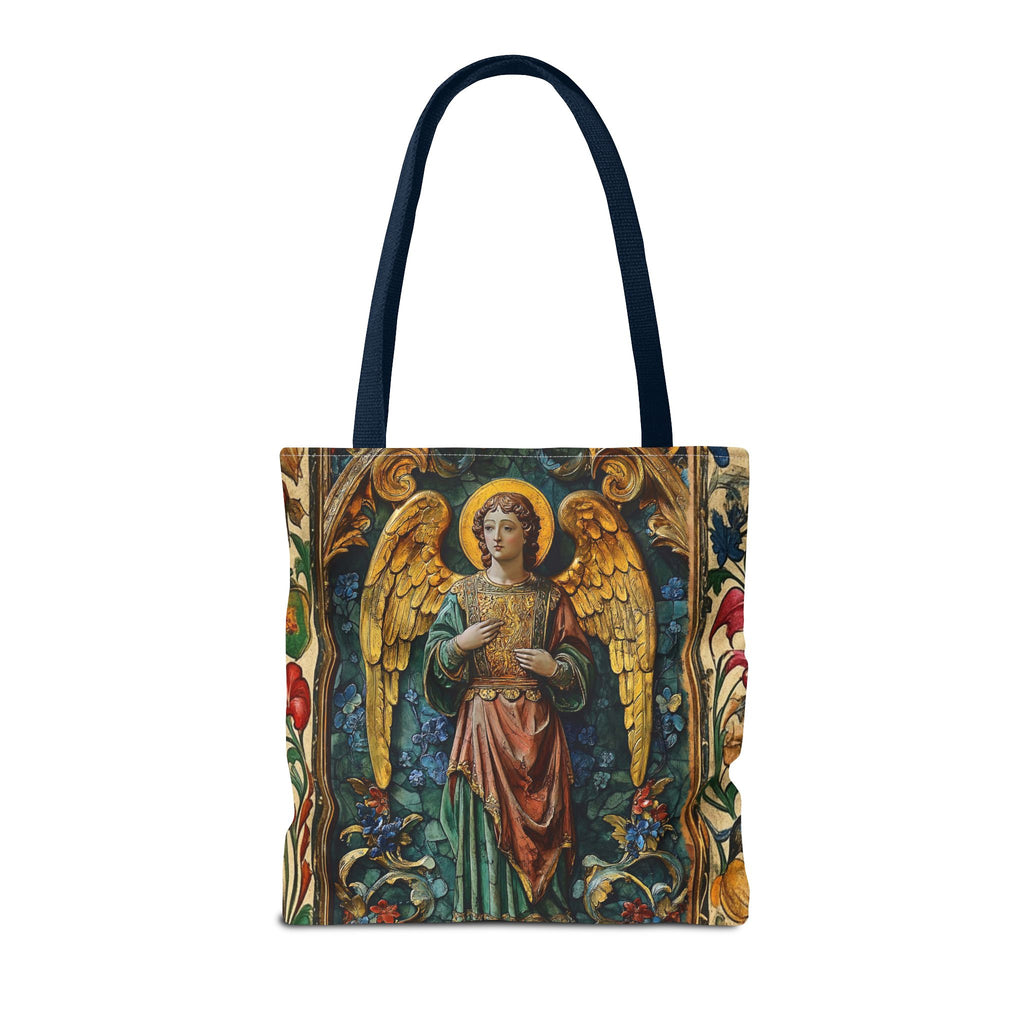 Medieval Manuscript Angel Tote | Ornate Religious Artwork, AOP Shoulder Bag Gift for Catholic