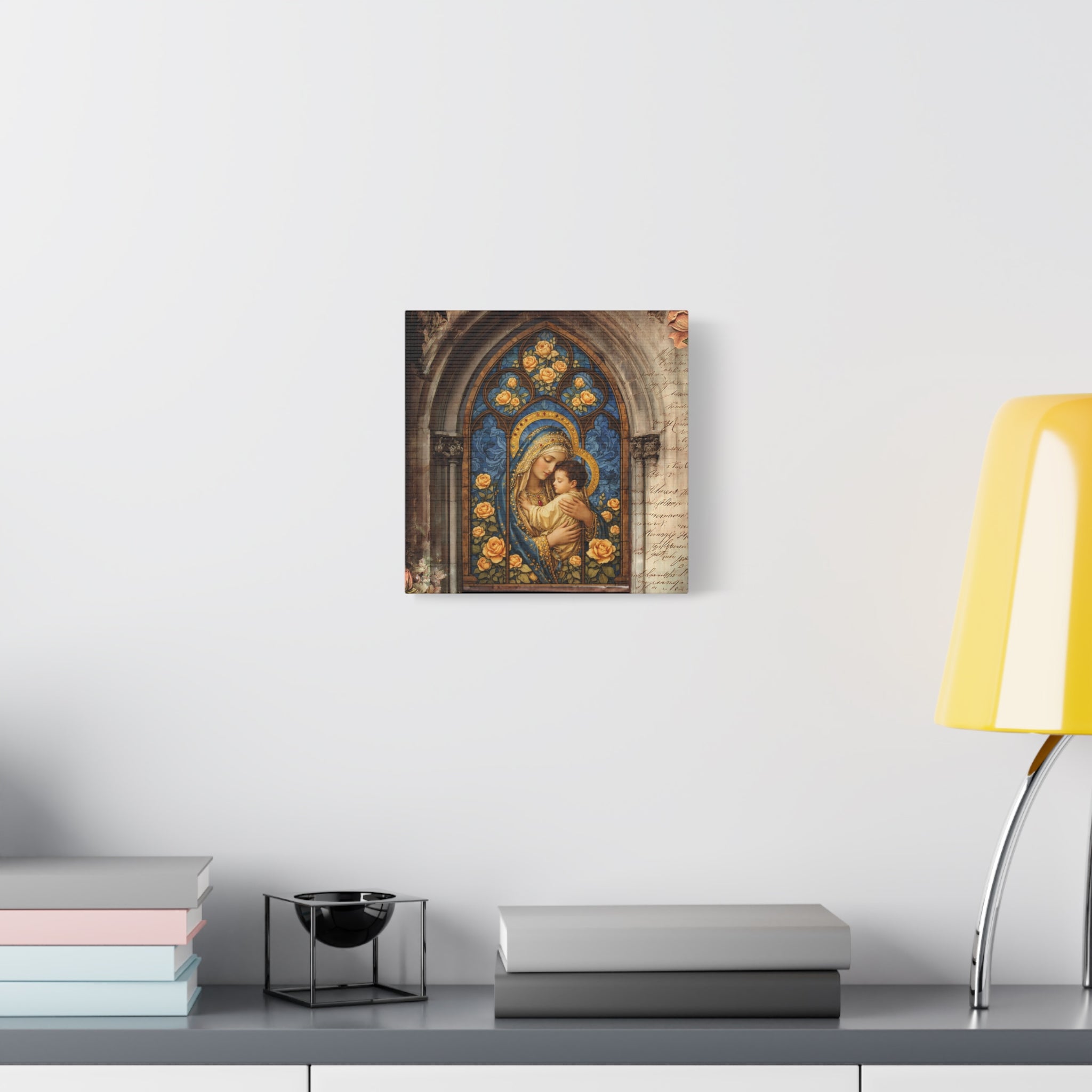 Mary Stained Glass Window Canvas Wall Hanging | Matte Stretched Canvas