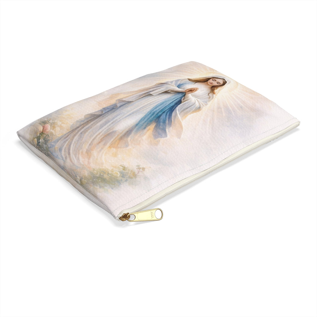 Virgin Mary Illustration Accessory Pouch | Religious Rosary Makeup Bag
