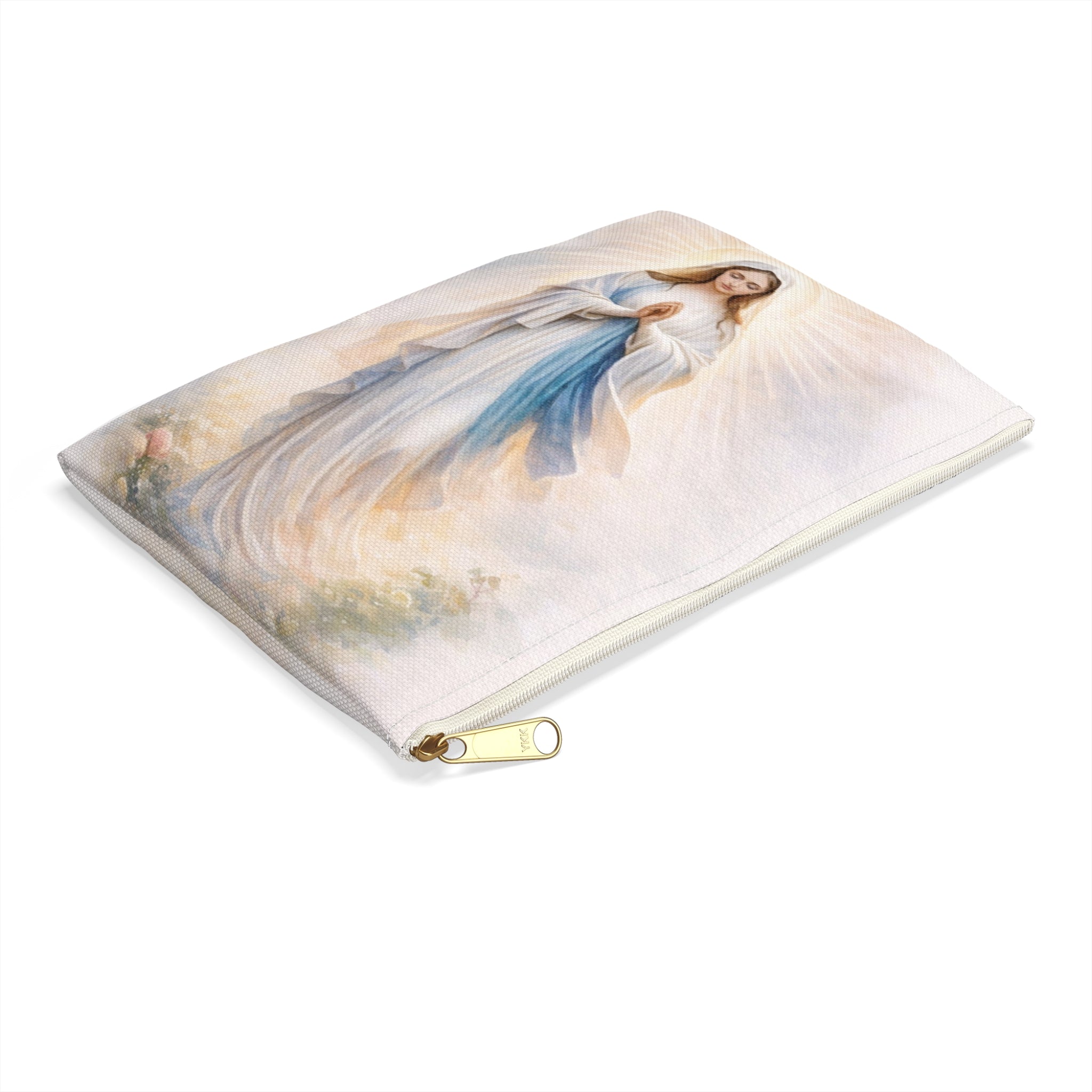 Virgin Mary Illustration Accessory Pouch | Religious Rosary Makeup Bag