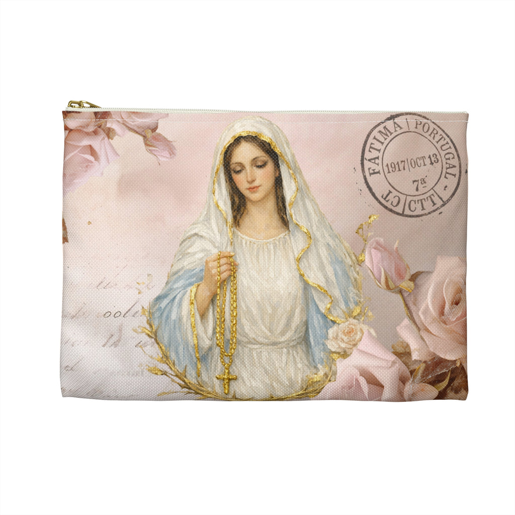 Our Lady of Fatima Accessory Pouch | Rosary Vintage Floral Print