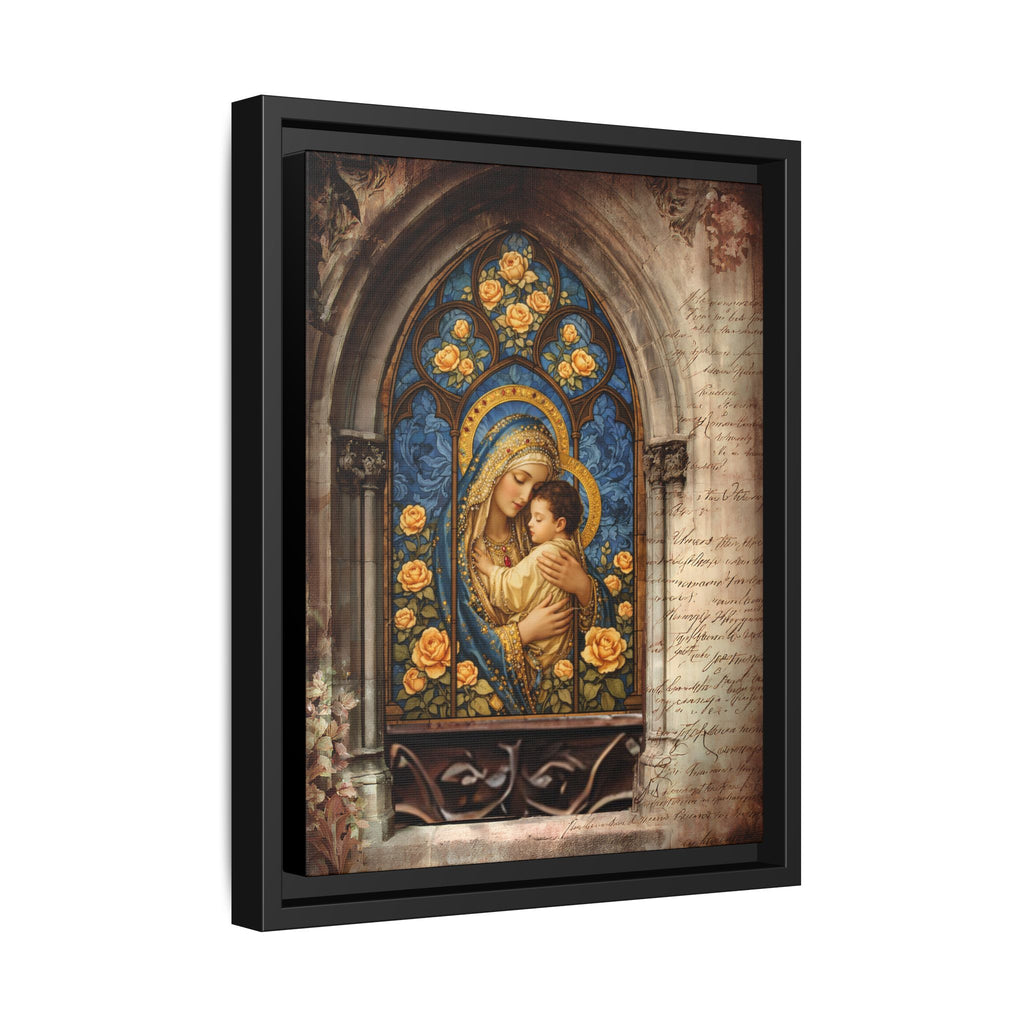 Madonna and Child Stained Glass Print Matte Canvas, Framed