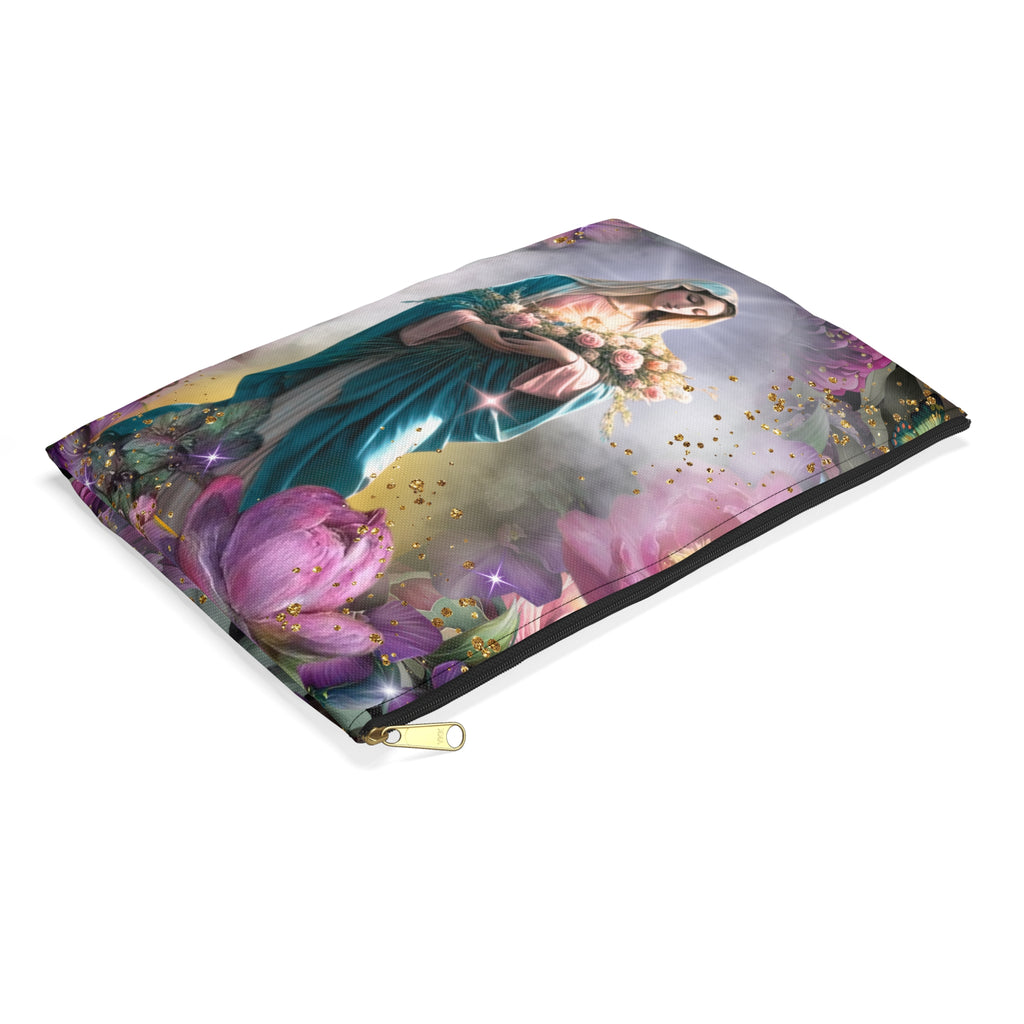 Virgin Mary Floral Accessory Pouch | Religious Rosary Bag