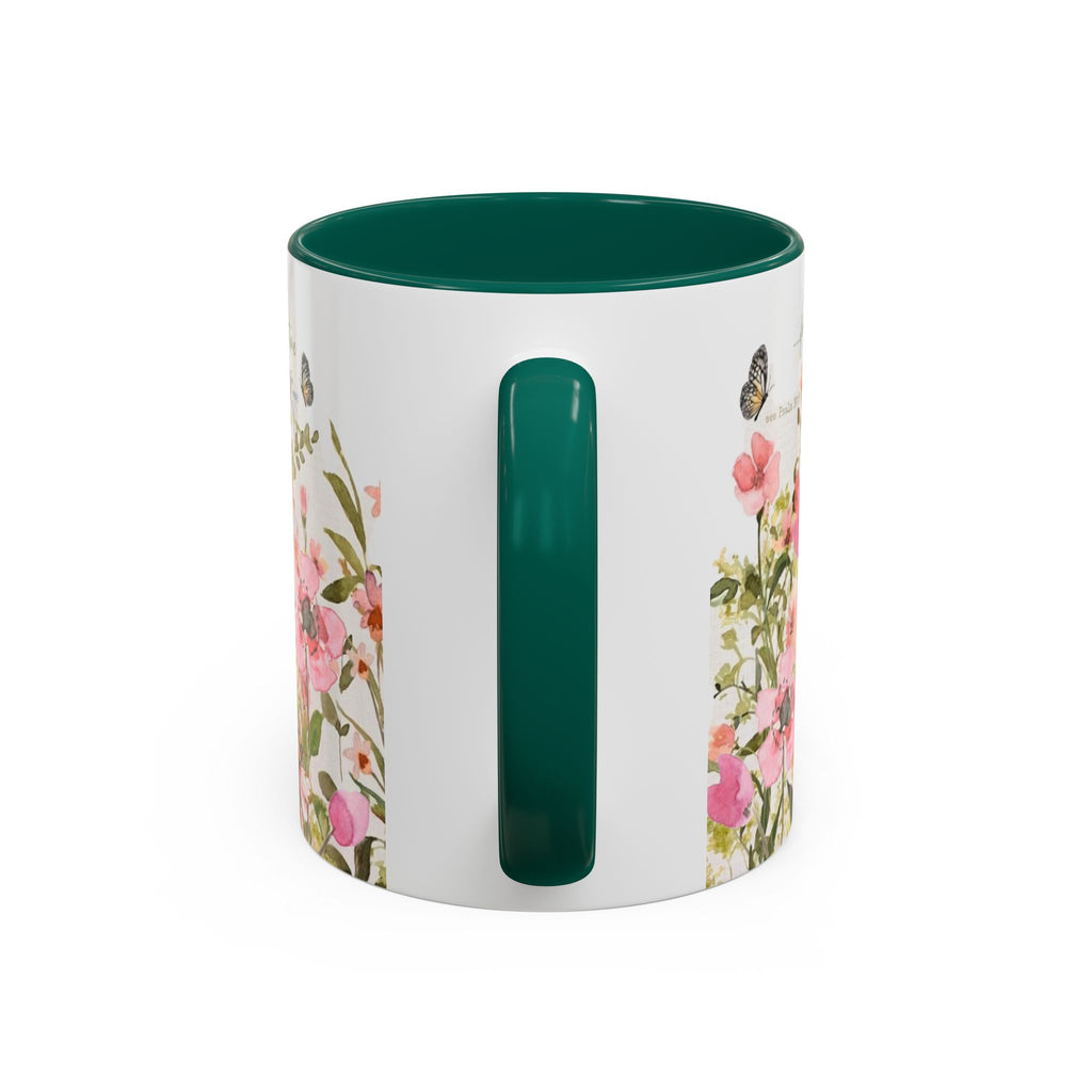 Pink Watercolor Wildflowers Mug | Butterfly Accent Scripture Coffee Cup Gift for Her
