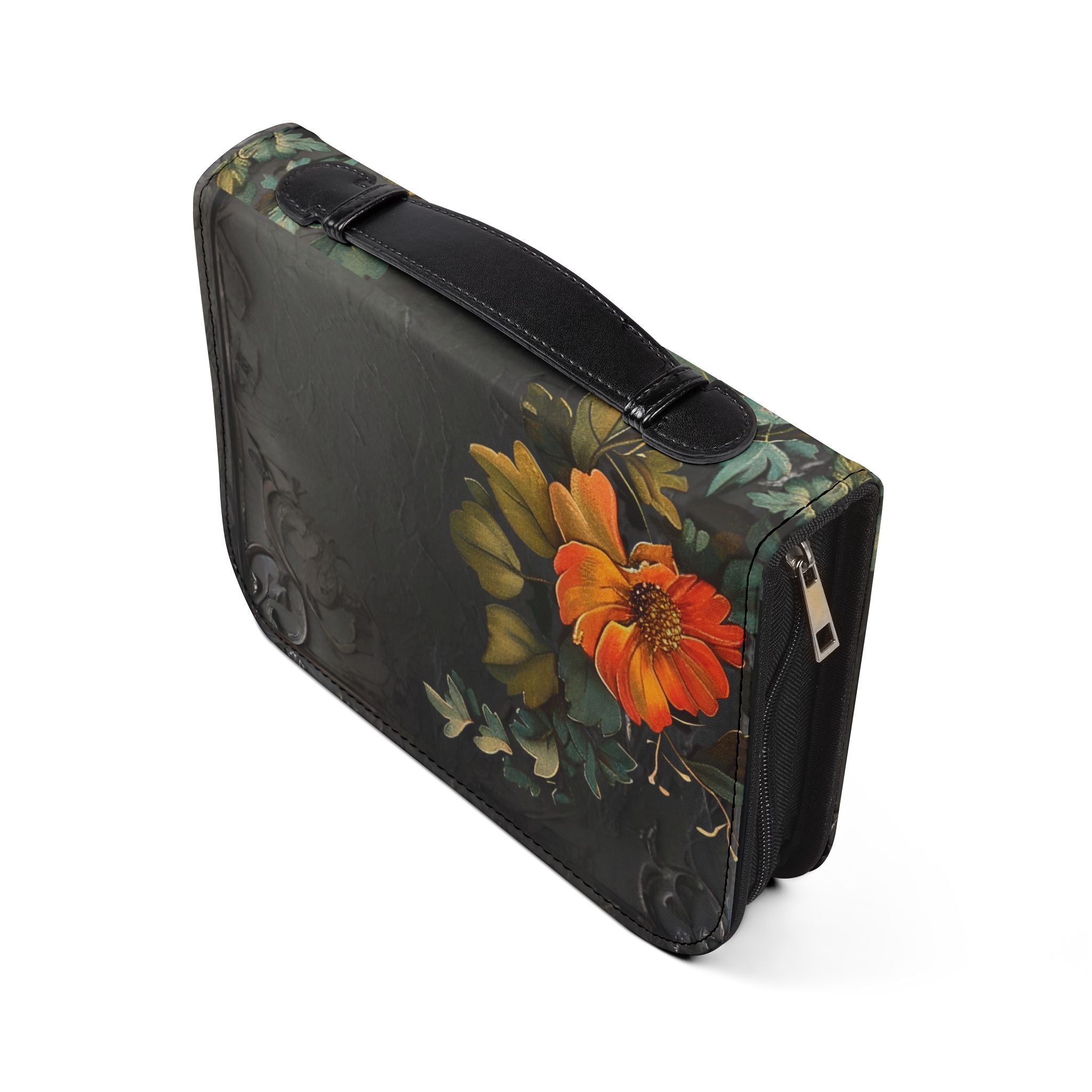 3D IMAGE Floral Bible Cover | Floral Design | Christian Gift | Vegan Leather Bible Case with Handle & Zipper | Bible Study Accessory