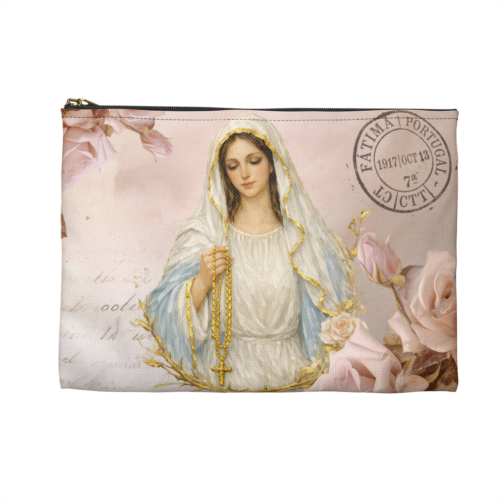 Our Lady of Fatima Accessory Pouch | Rosary Vintage Floral Print