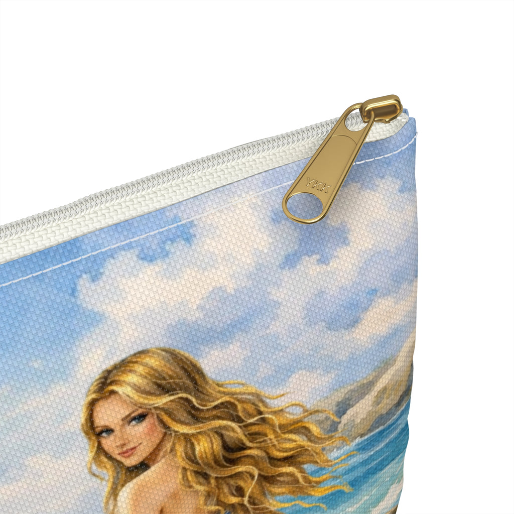 Mermaids Beach Accessory Pouch | Ocean Seashell Starfish Cosmetic Bag | Toiletry Bag for Beach Goer