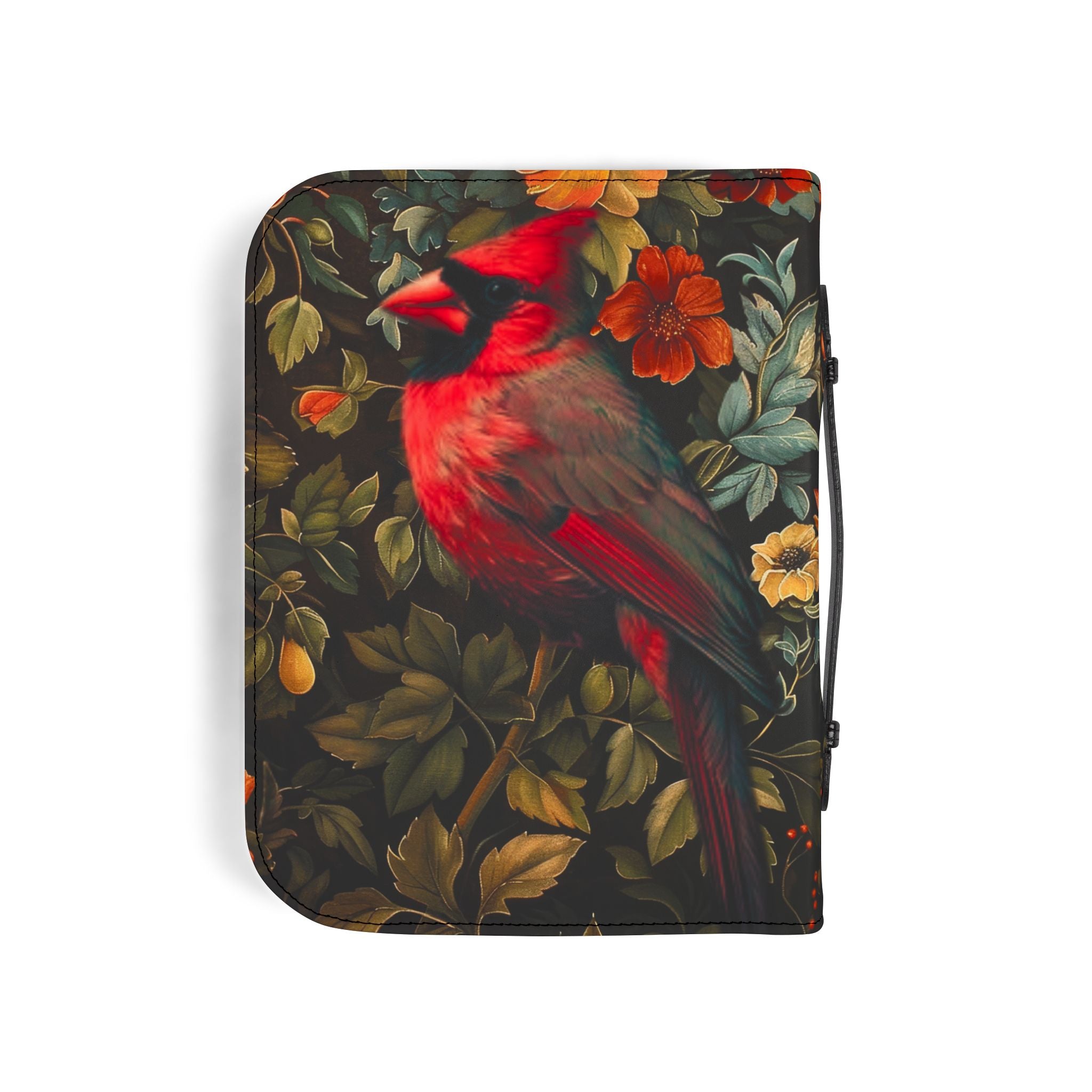 Cardinal Floral Bible Cover | Zippered Scripture Organizer | Bible Carrying Case