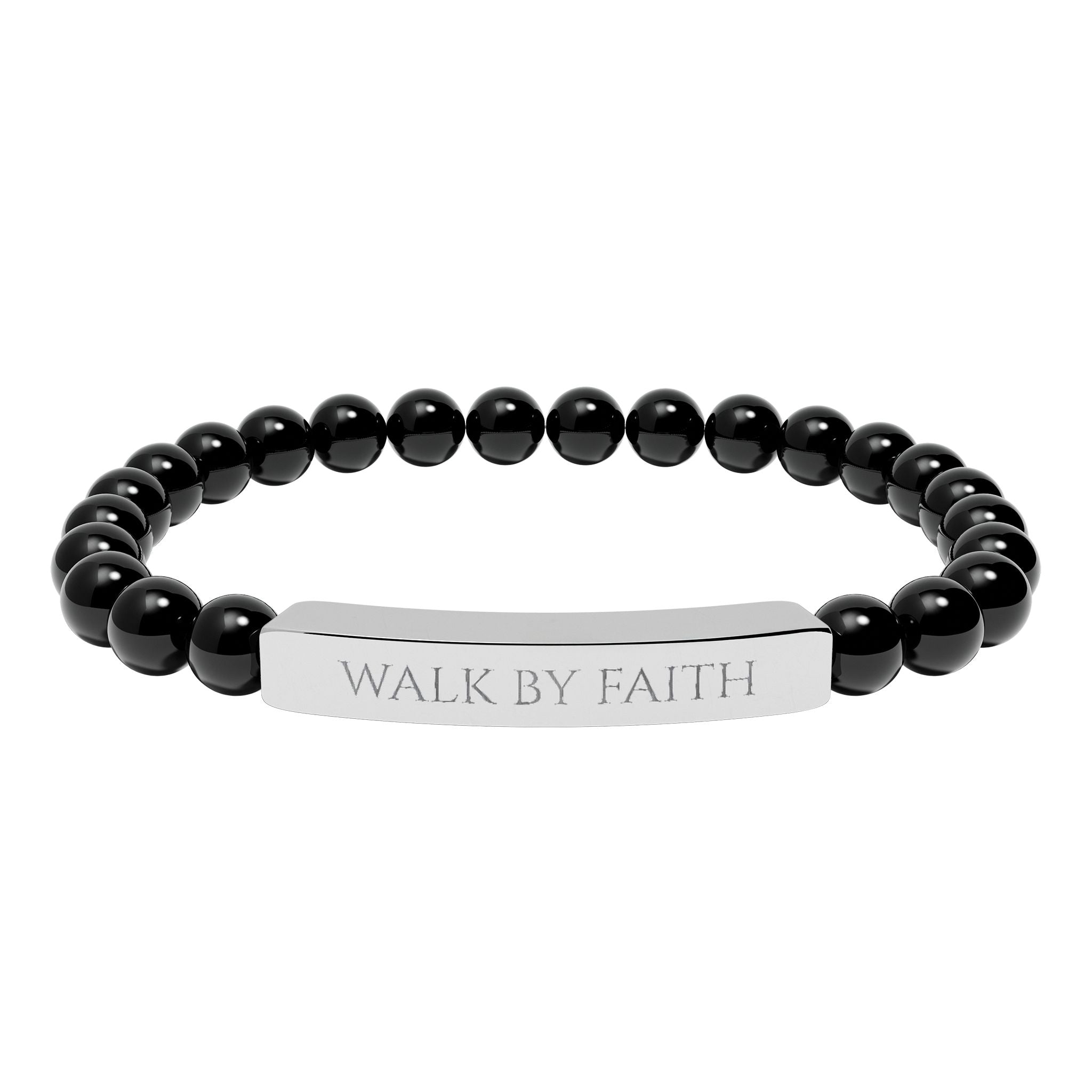 Walk By Faith bar bracelet Natural Stone Stretch Bracelet | Christian Scripture Jewelry