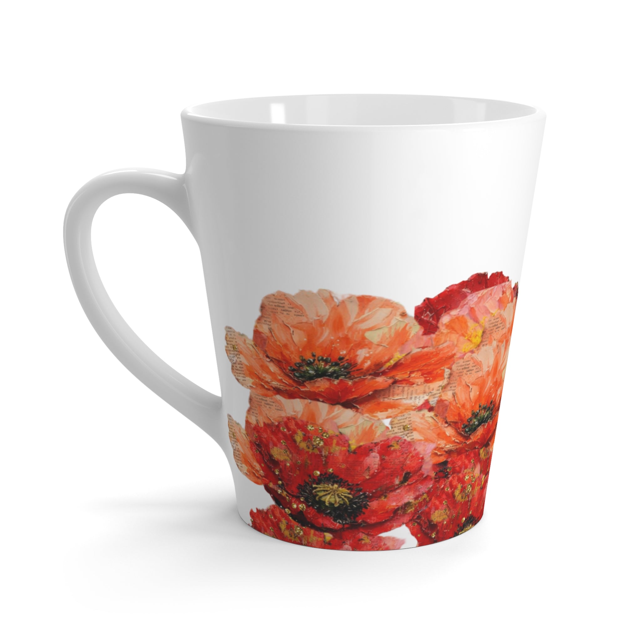 Floral Latte Mug Elegant Poppy Design, Perfect for Coffee Lovers, Birthday Gift for Her, Home Decor, Tea Cup, Coffee Accessories