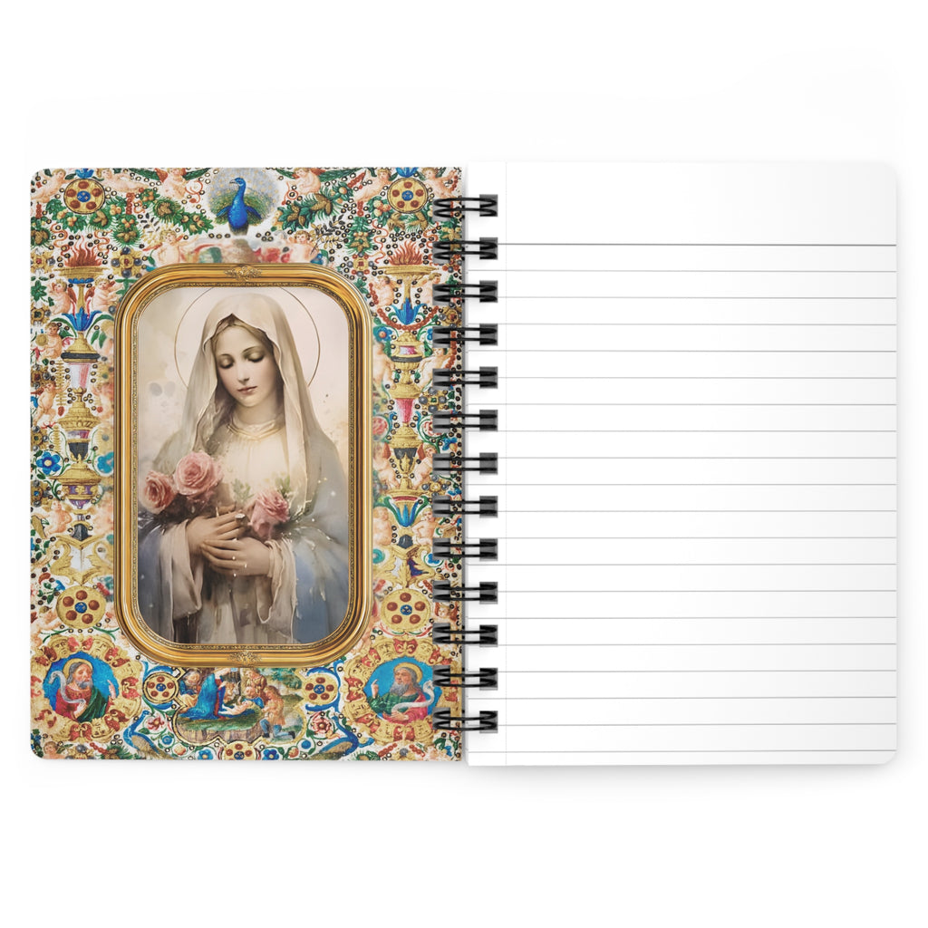 Madonna and Child Spiral Bound Journal | 4 Vintage Illuminated Manuscript Images Daily Prayer Journal Gift for Catholic