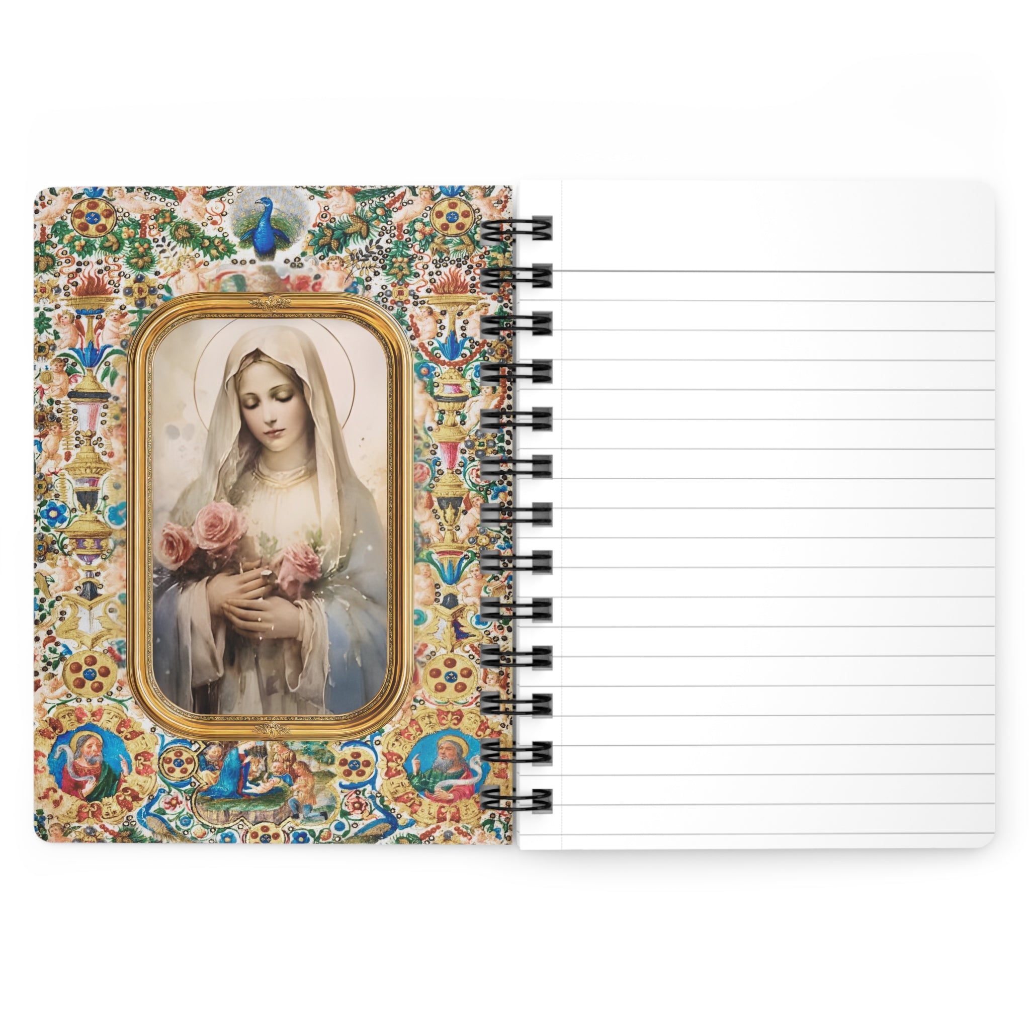 Madonna and Child Spiral Bound Journal | 4 Vintage Illuminated Manuscript Images Daily Prayer Journal Gift for Catholic