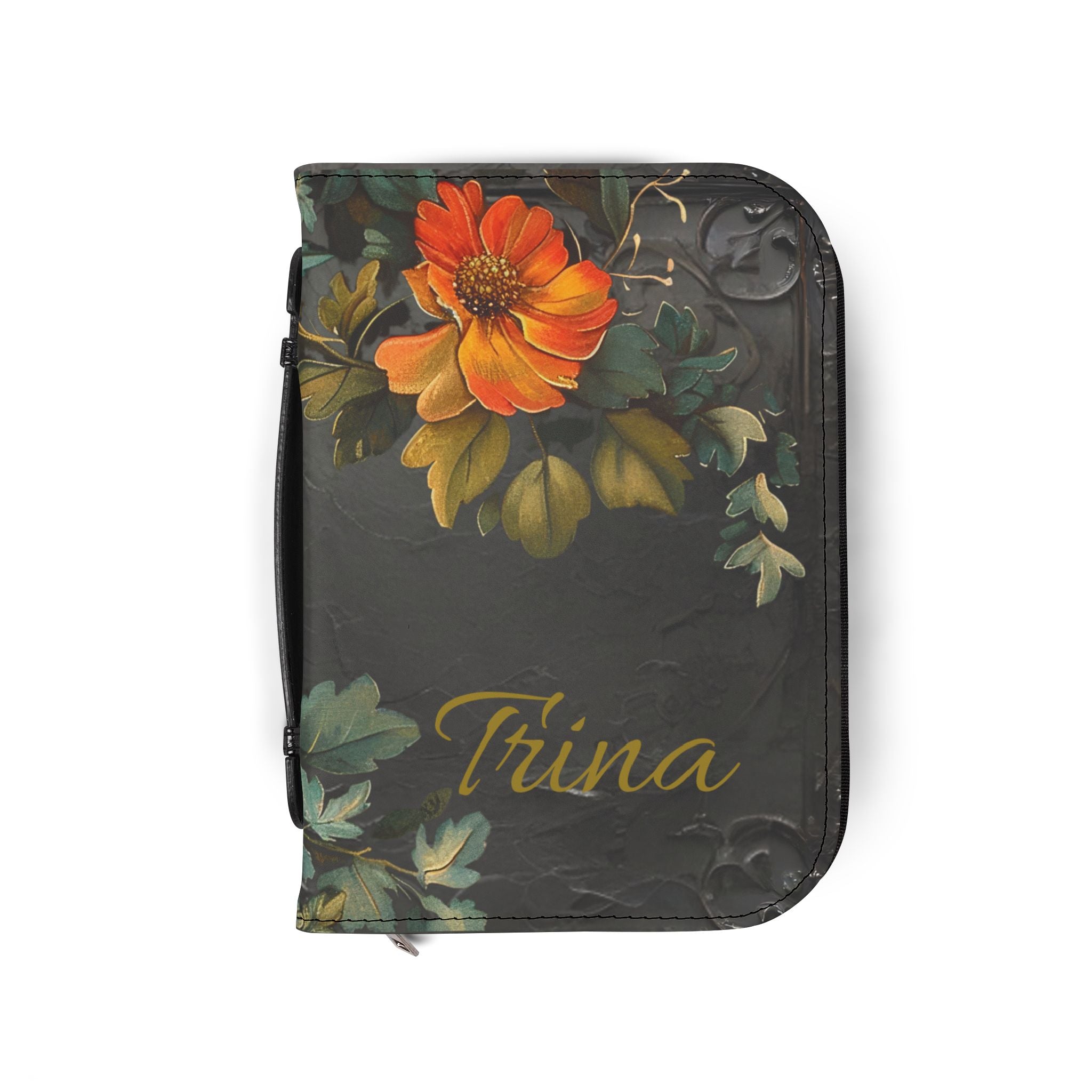 3D IMAGE Floral Bible Cover | Floral Design | Christian Gift | Vegan Leather Bible Case with Handle & Zipper | Bible Study Accessory