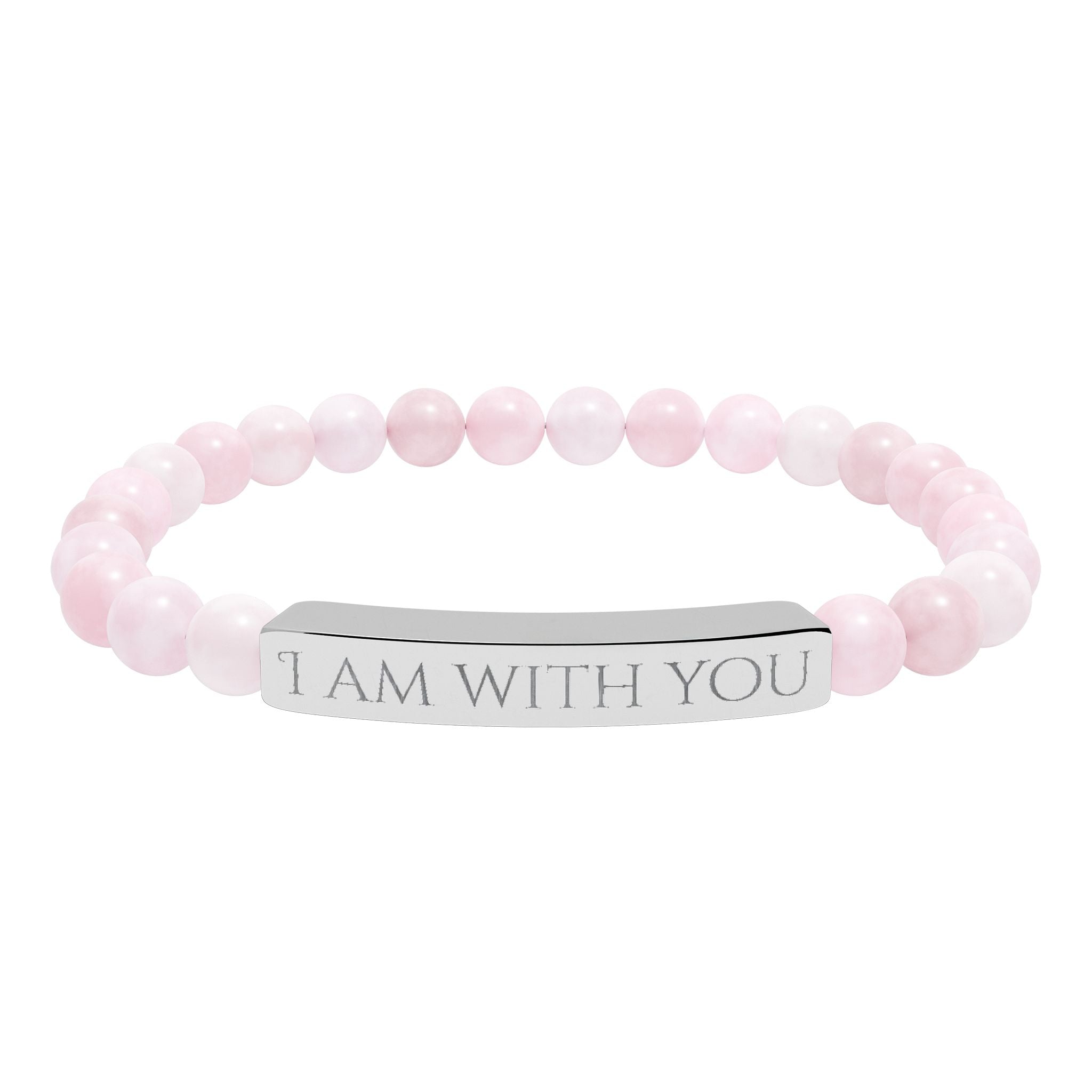 I Am With You Natural Stone Stretch Bar Bracelet | Engraved Christian Bracelet